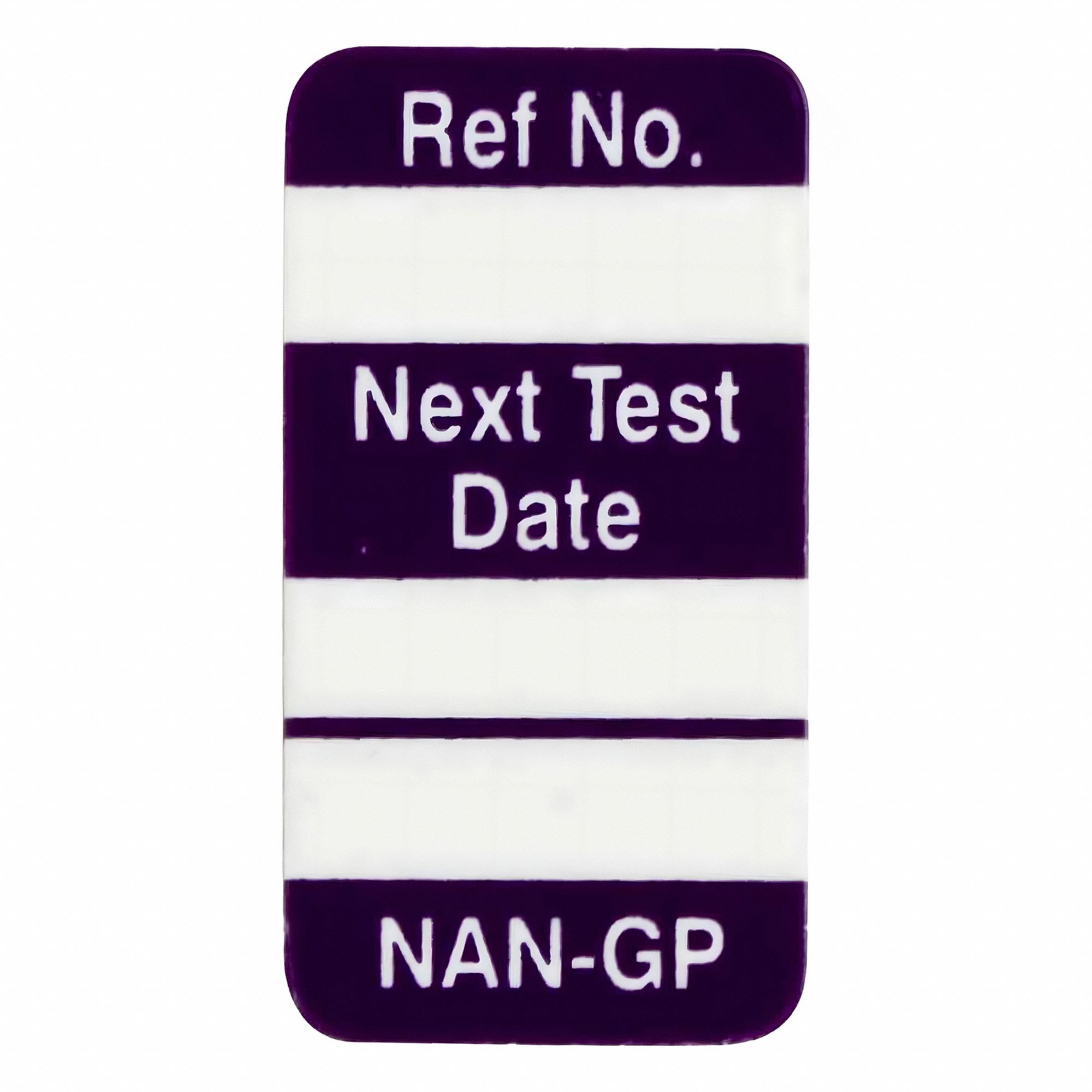 Tag: No Header, 45/64 in Wd, 1 5/16 in Ht, Purple/White, Rectangle, Polyester, Outdoor, 100 PK