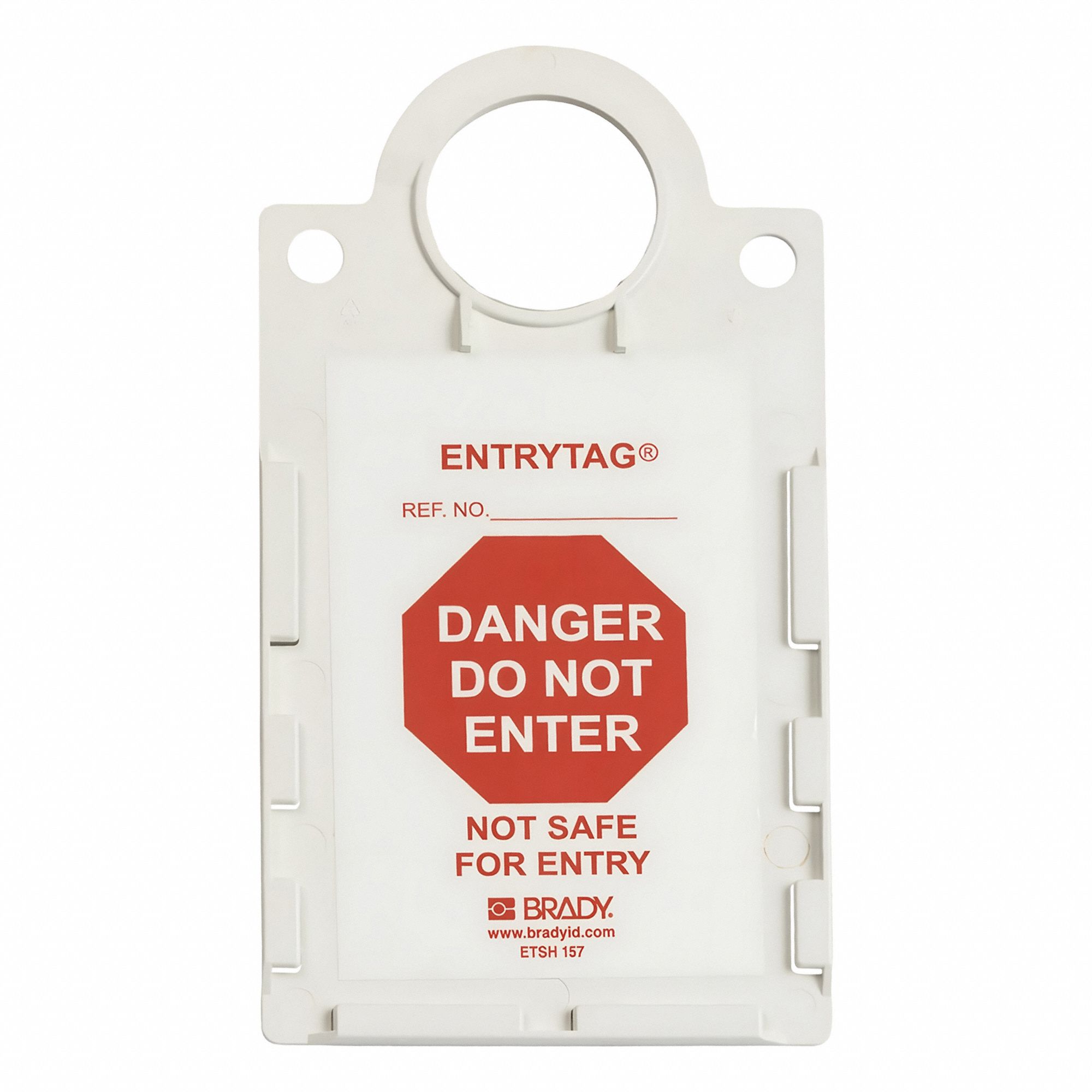 Tag: No Header, 6 in Wd, 11 1/4 in Ht, Red/White, Rectangle, Plastic, Indoor/Outdoor, English, 10 PK