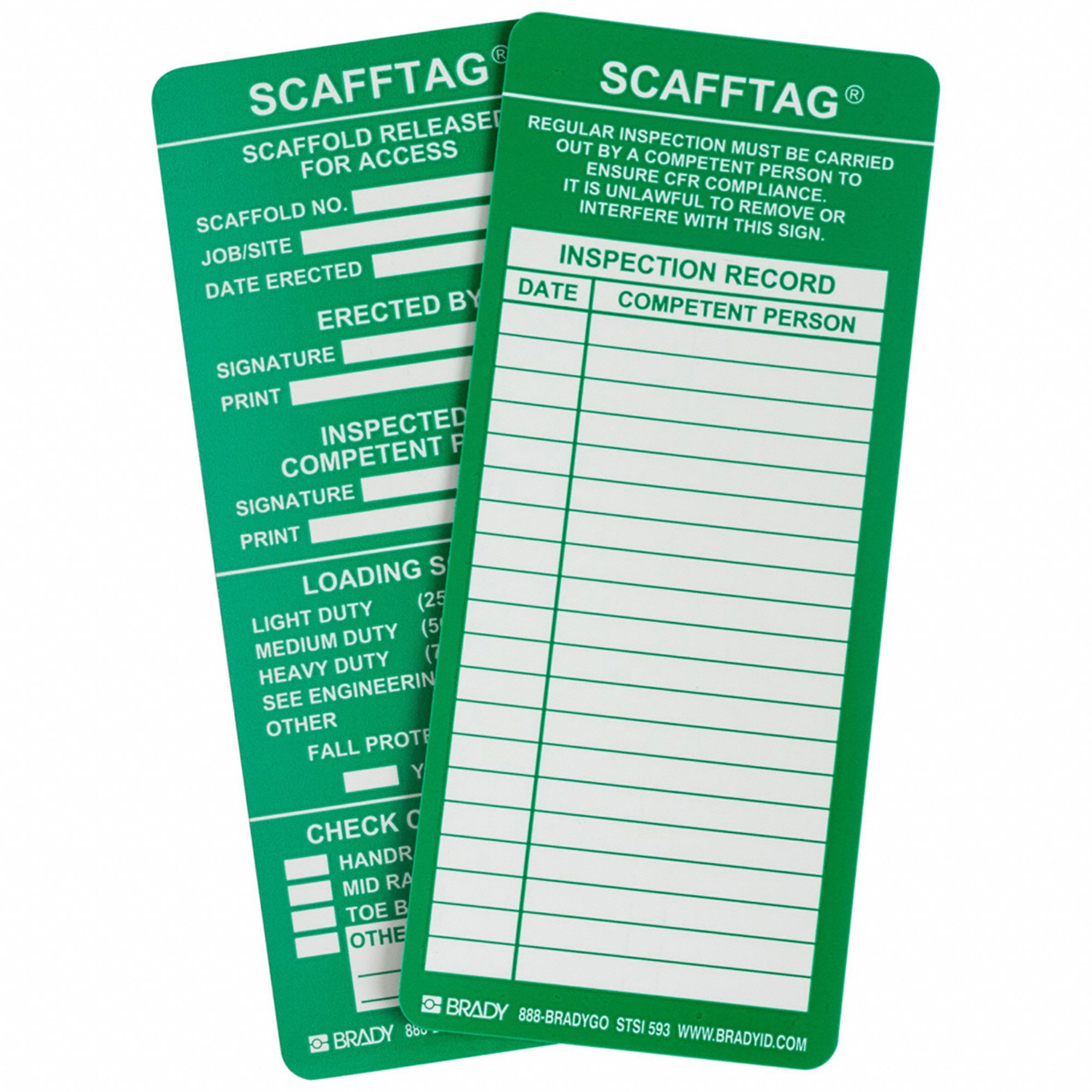 BRADY SCAF-STSI593 Tag,7 5/8 in H,3 1/8 in W,Plastic,PK100 3GAL9