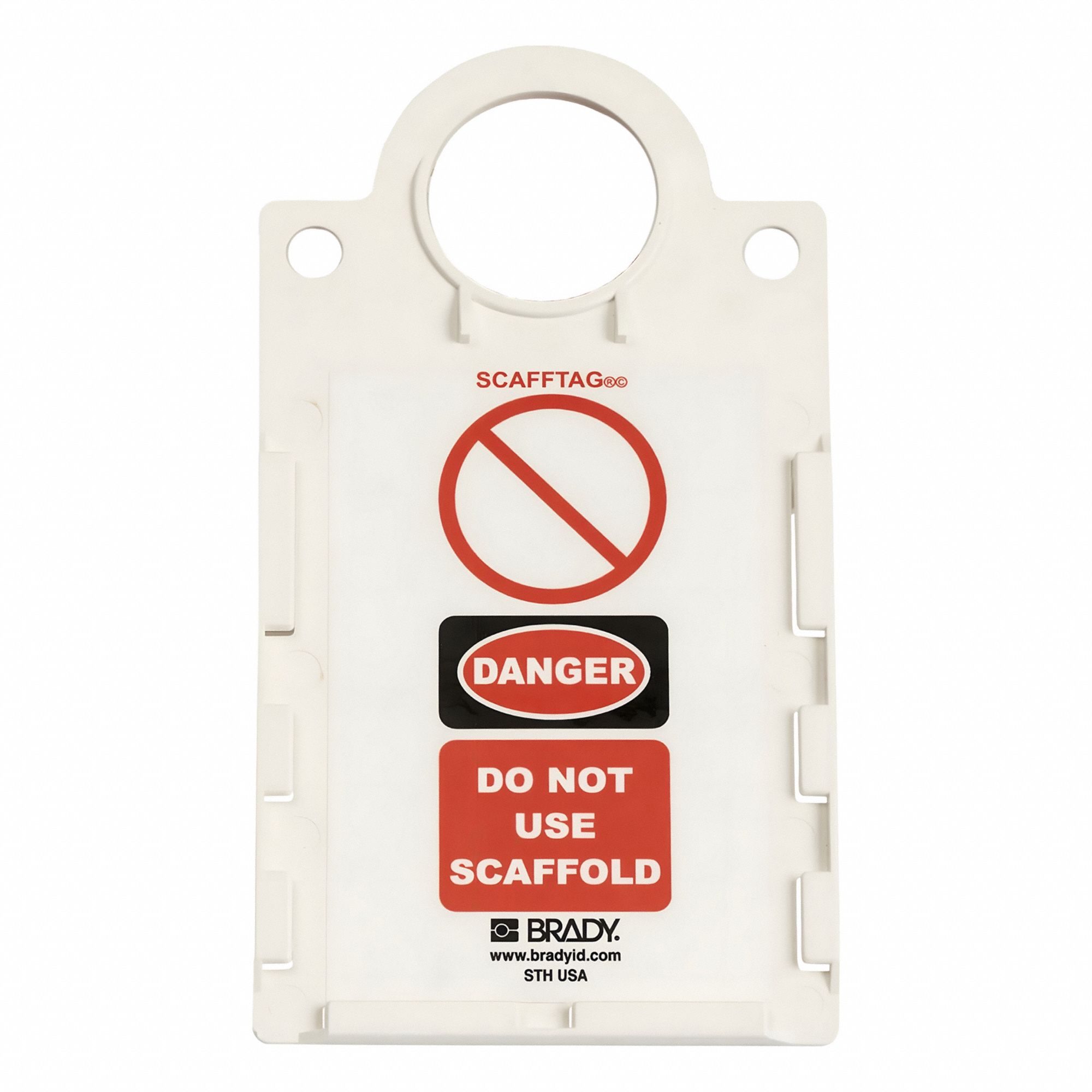 Tag: Scafftag Danger, 6 in Wd, 11 1/4 in Ht, Black/Red/White, Rectangle, Plastic, English, 10 PK
