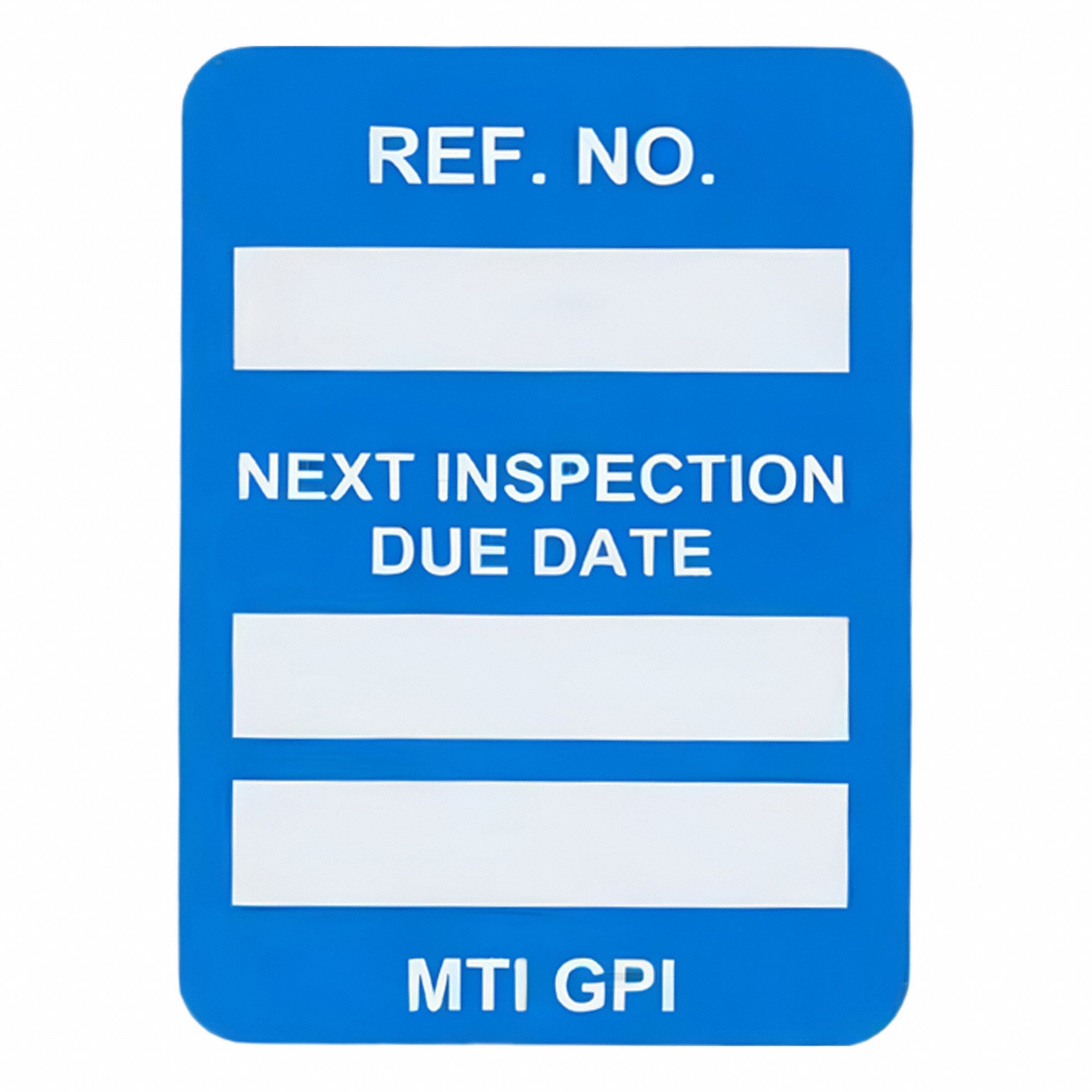 Tag: No Header, 1 1/4 in Wd, 1 3/4 in Ht, Blue/White, Rectangle, Plastic, Outdoor, English, 100 PK