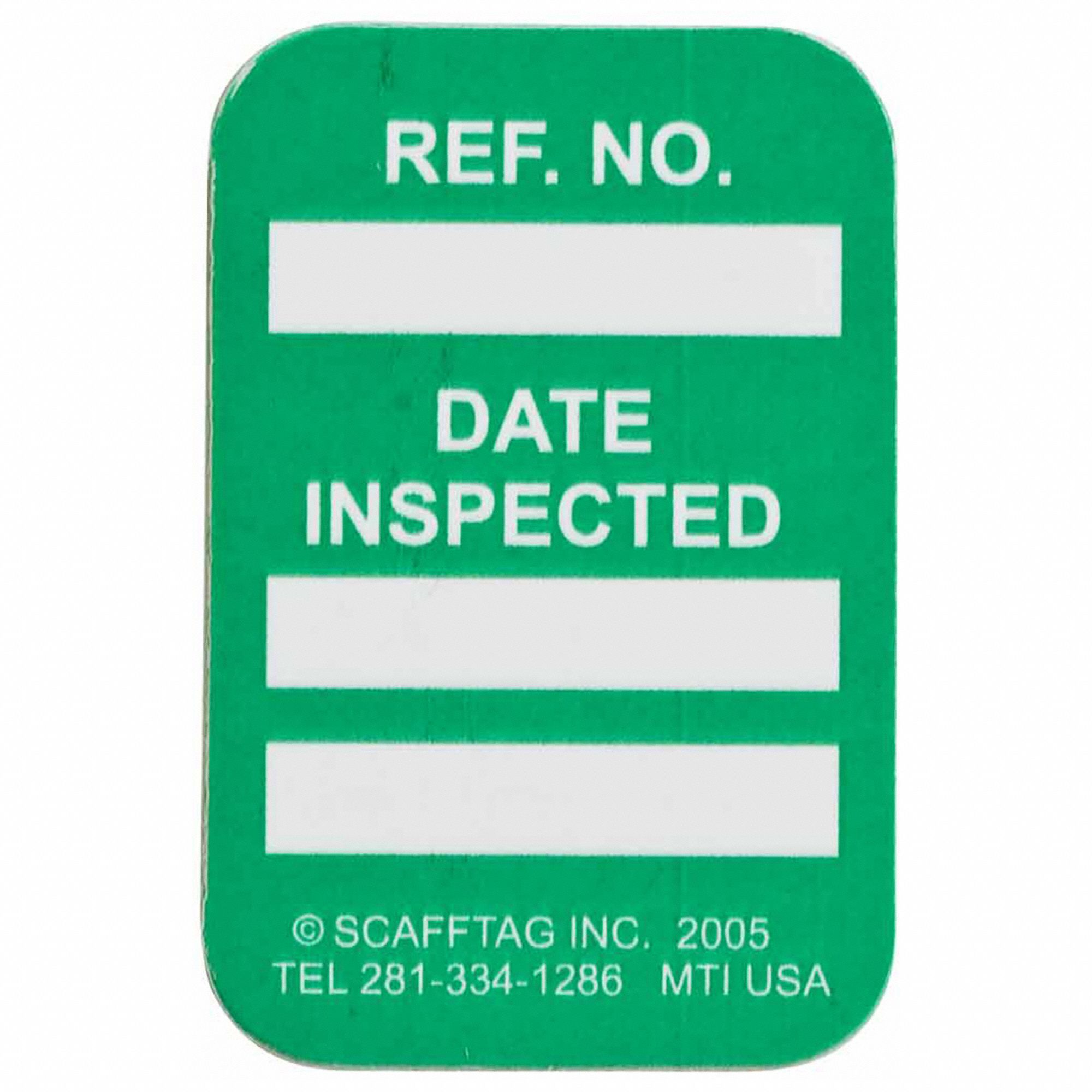 Tag: No Header, 1 1/4 in Wd, 1 3/4 in Ht, Green/White, Rectangle, Polyester, Outdoor, 100 PK