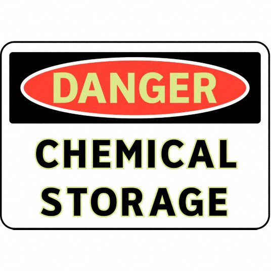 Danger Sign, Chemical Storage, Header Danger, Rectangle, 7 in Height ...