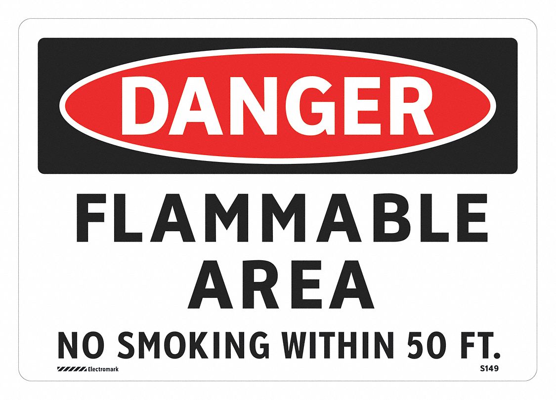 Danger No Smoking Sign, 7 x 10In, ENG, Text