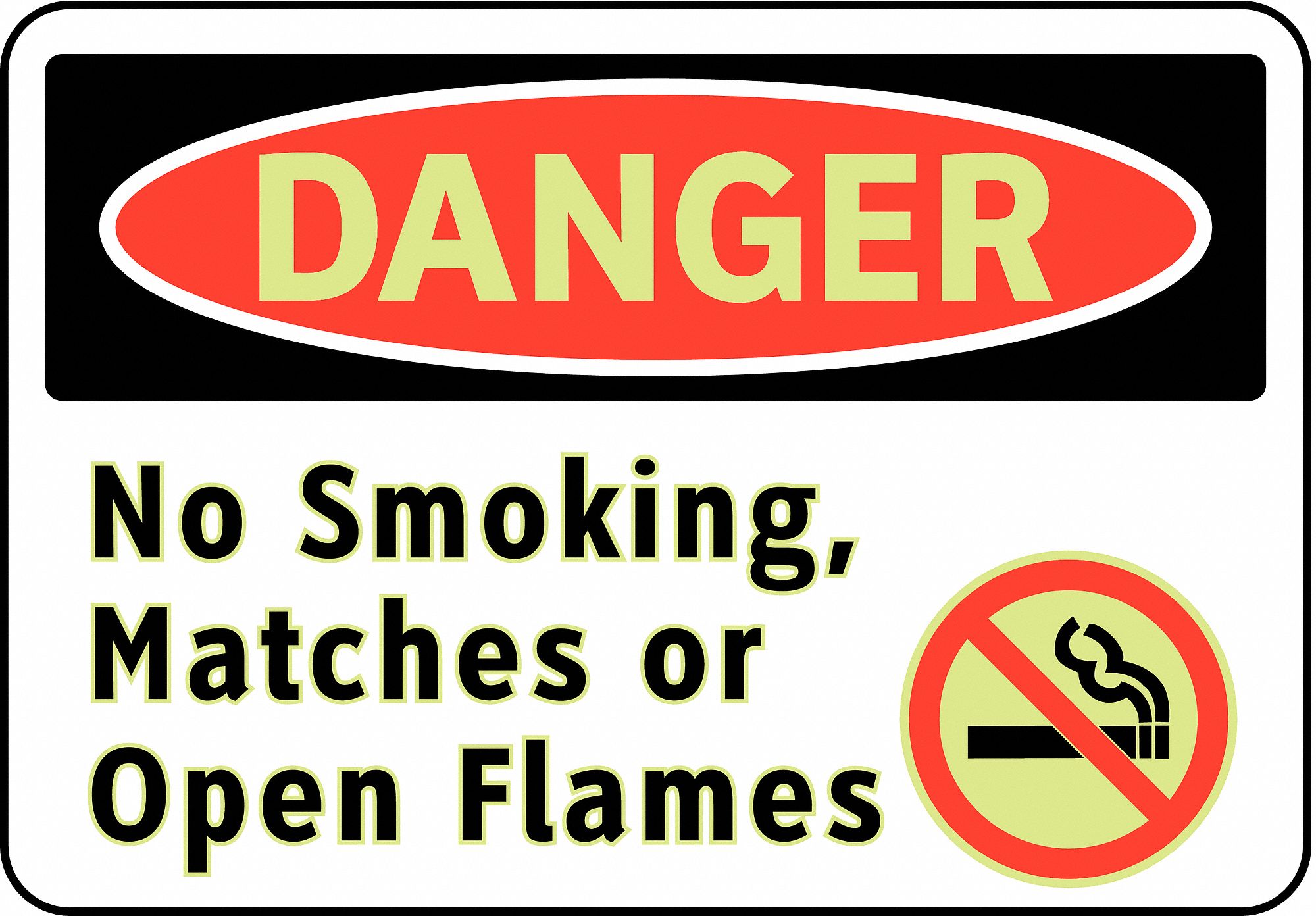 Danger No Smoking Sign, 7 x 10In, ENG, SURF