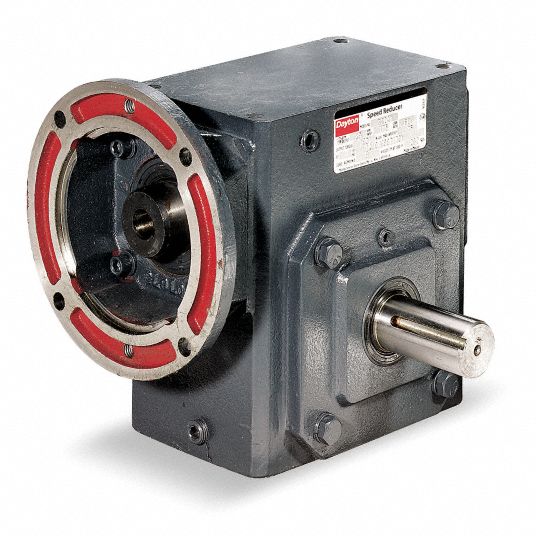 DAYTON Speed Reducer: 40:1, 44 RPM, 0.3 hp Input Max, 310 in-lb Output Max,  Keyed, 56C, Any Angle