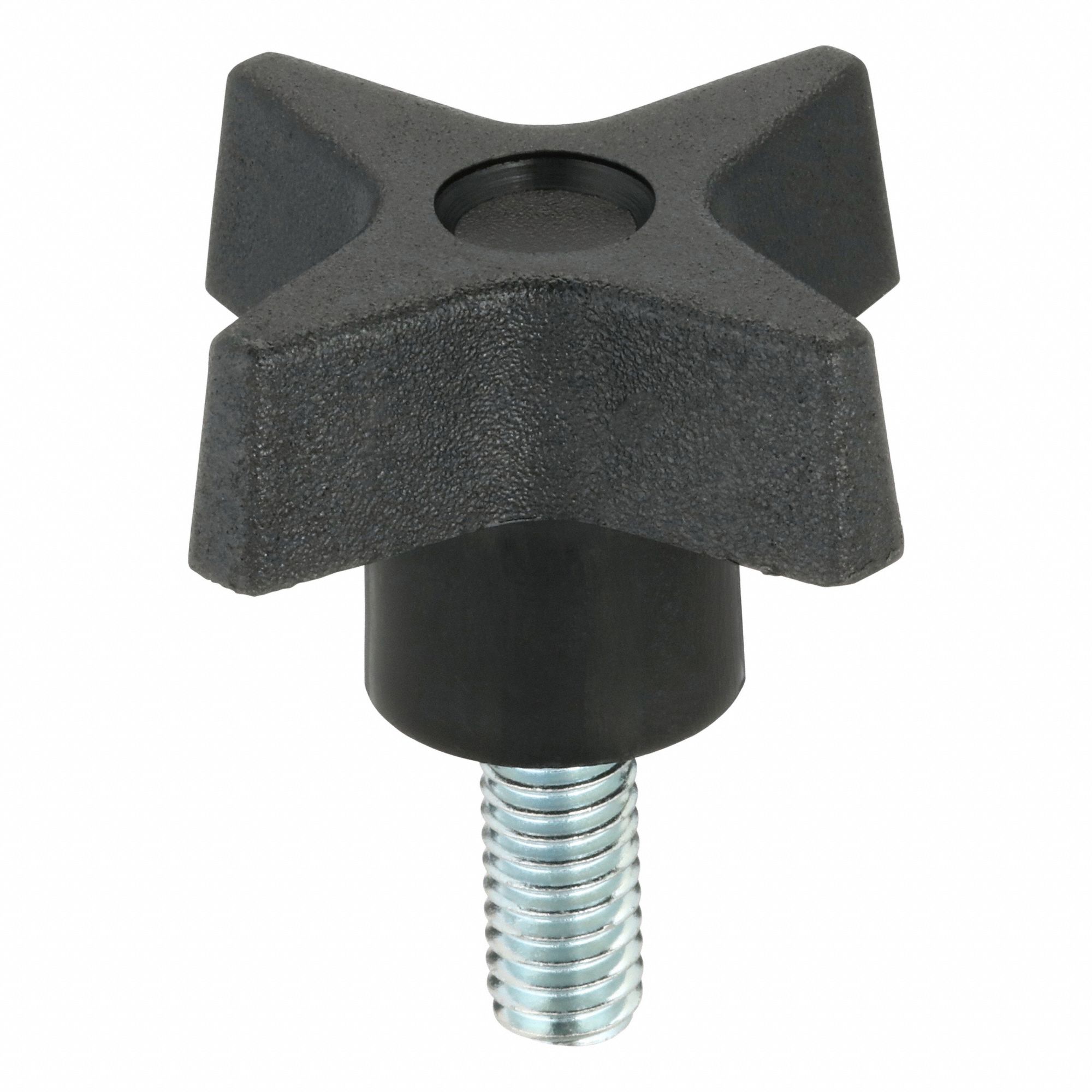 Hand Knob: 4 Point, Plastic w/ Steel Thread, 5/16"-18 Thread, 1.75 in Dia