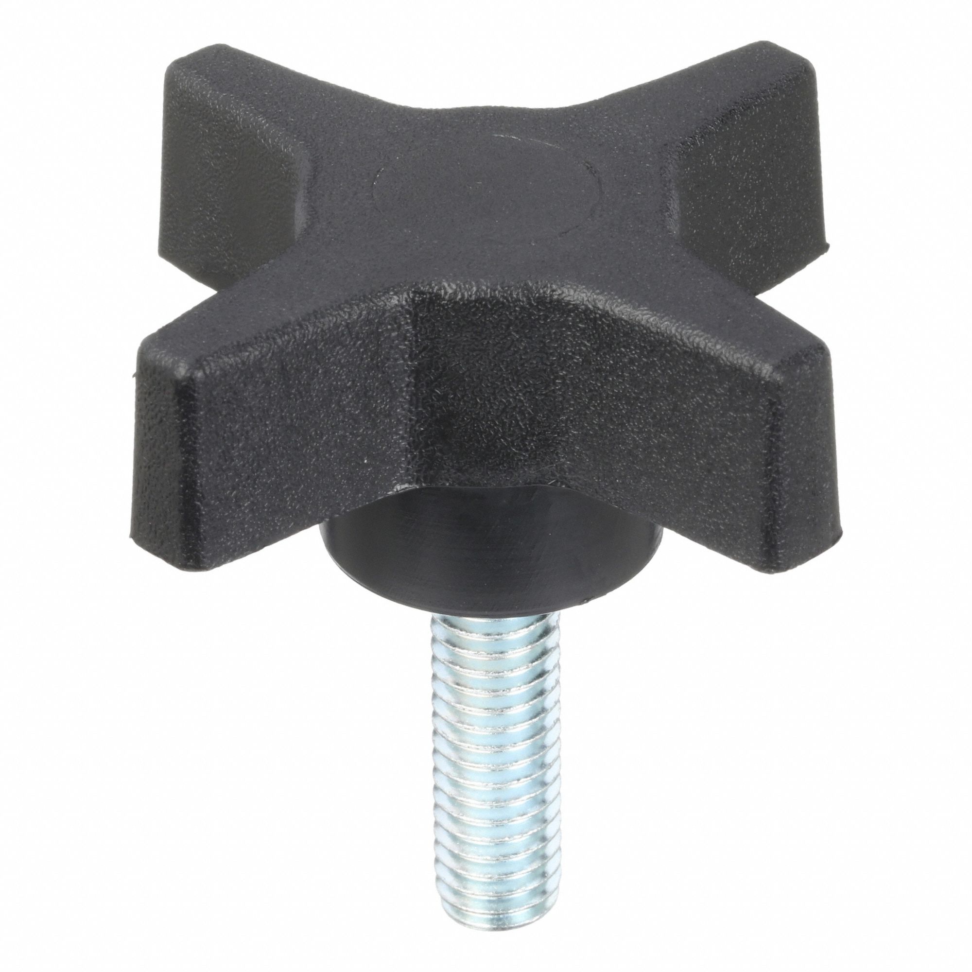 Hand Knob: 4 Point, Plastic w/ Steel Thread, 3/8"-16 Thread, 2.46 in Dia
