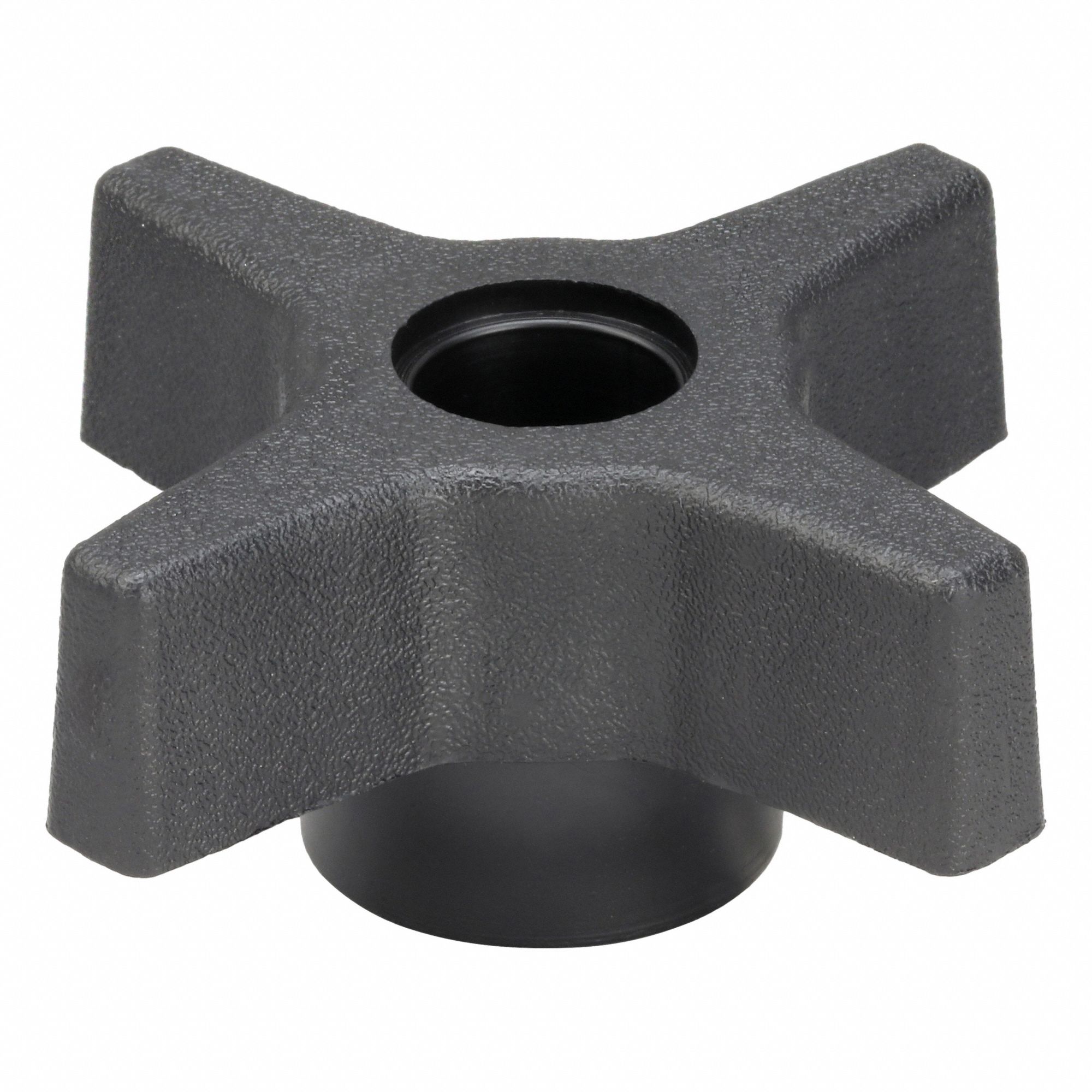 Hand Knob: 4 Point, Plastic w/ Steel Thread, 3/8"-16 Thread, 2.46 in Dia