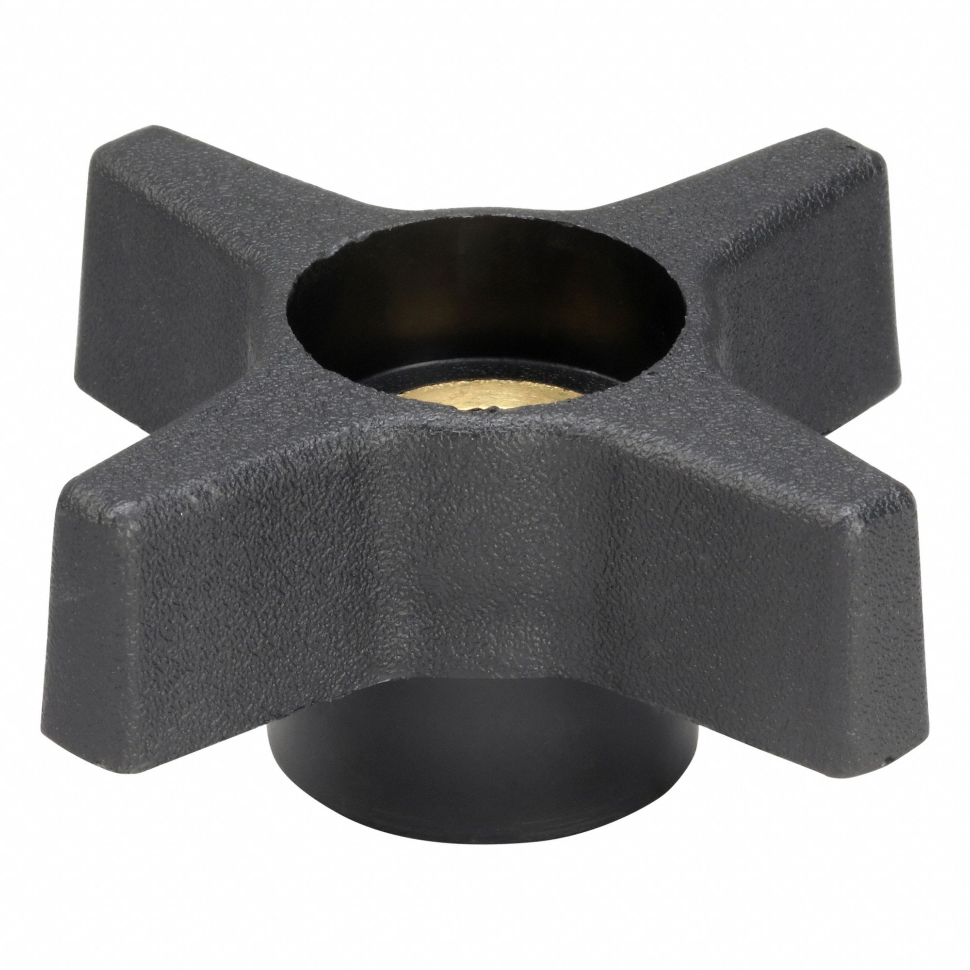 Hand Knob: 4 Point, Plastic w/ Brass Thread, 3/8"-16 Thread, 2.46 in Dia