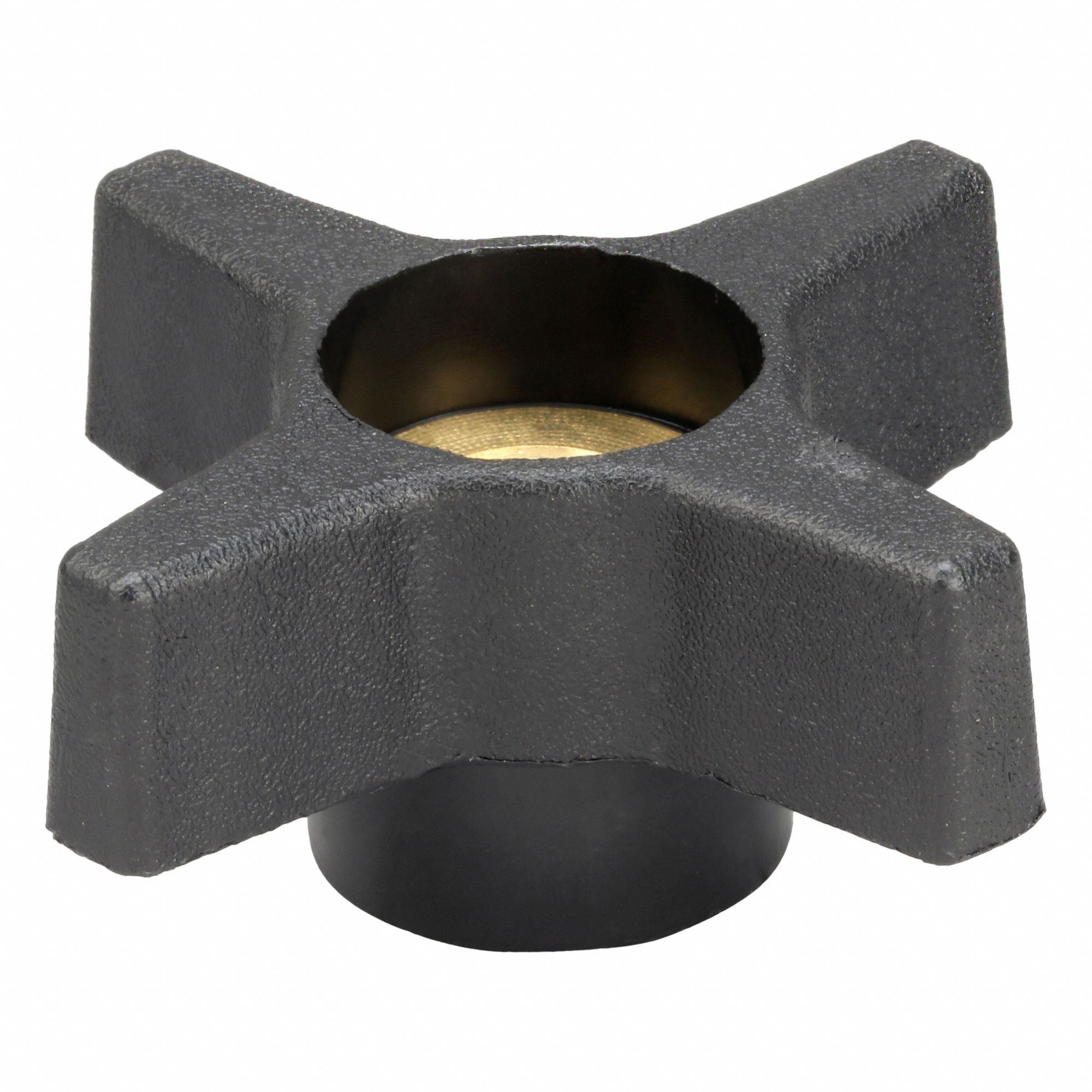 Hand Knob: 4 Point, Plastic w/ Brass Thread, 1/2"-13 Thread, 2.46 in Dia