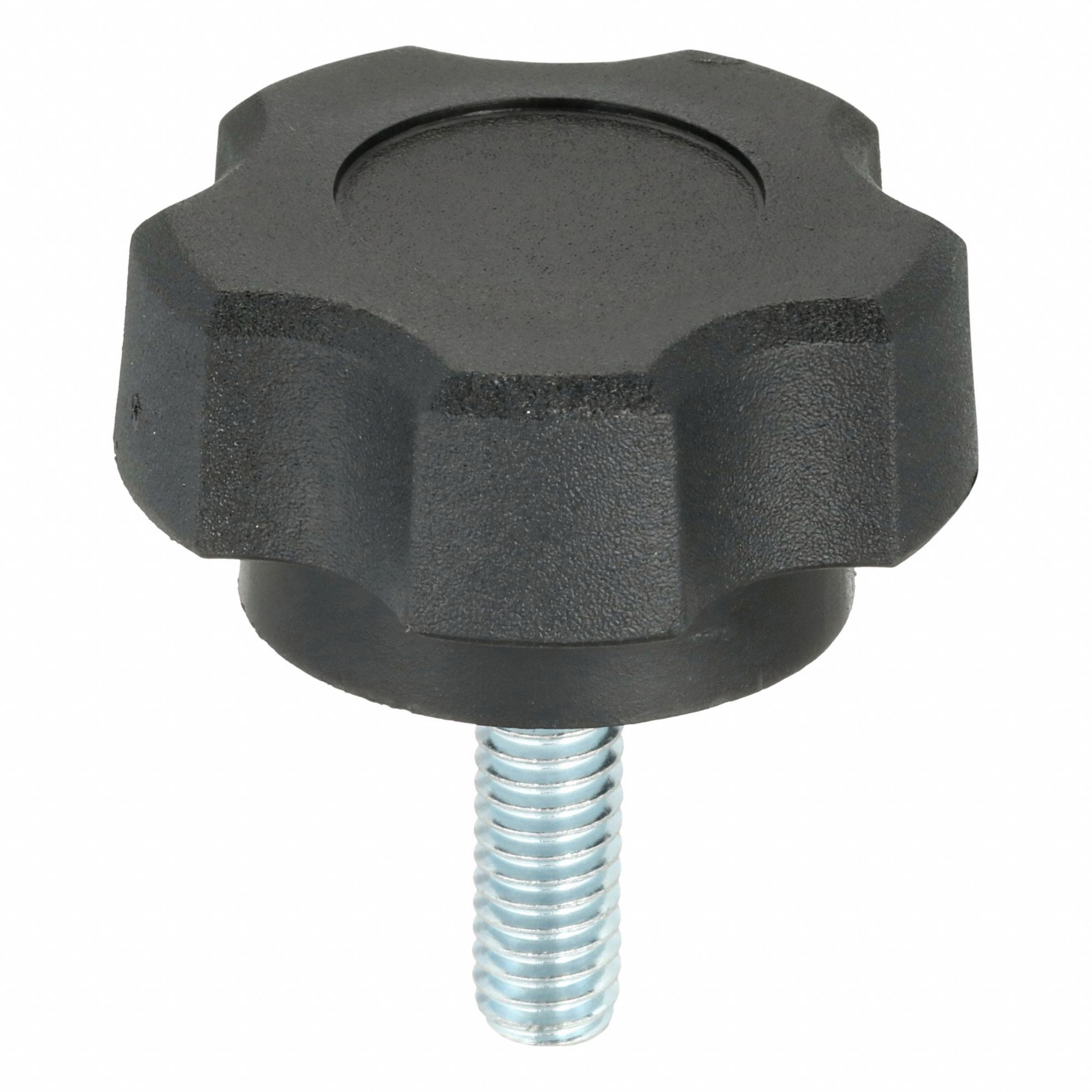 Hand Knob: 5 Point, Plastic w/ Steel Thread, 5/16"-18 Thread, 1 in Thread Lg