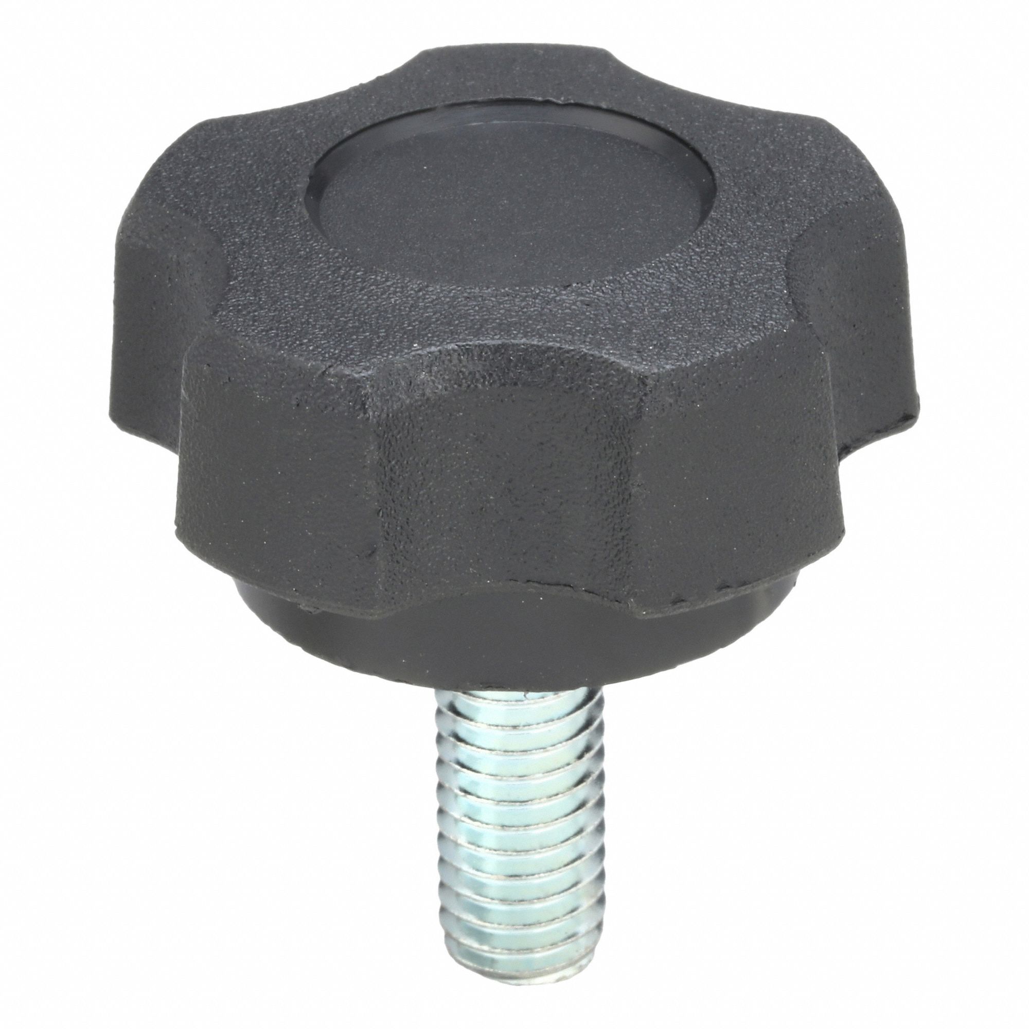 Hand Knob: 5 Point, Plastic w/ Steel Thread, 3/8"-16 Thread, 1 in Thread Lg