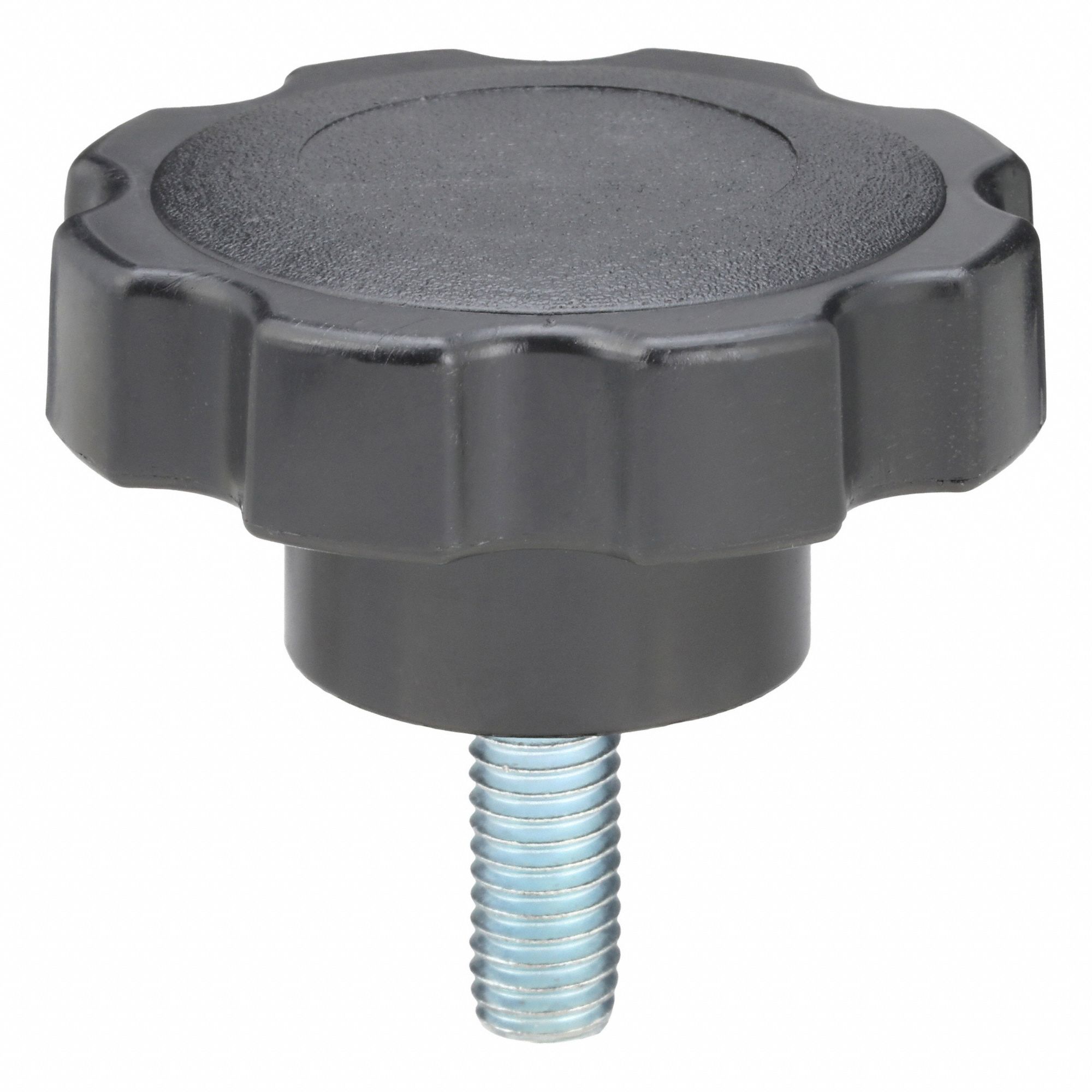 Hand Knob: 8 Point, Plastic w/ Steel Thread, 3/8"-16 Thread, 1 in Thread Lg
