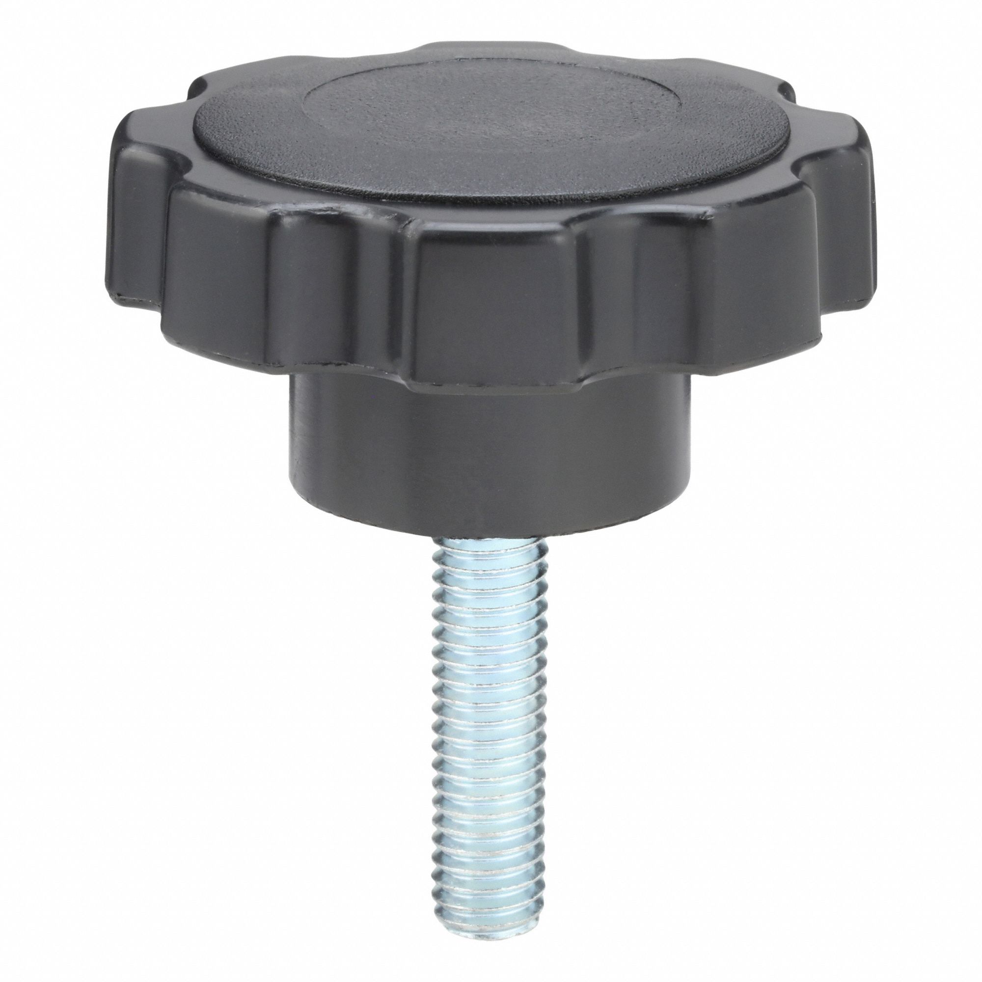 Hand Knob: 8 Point, Plastic w/ Steel Thread, 3/8"-16 Thread, 1.5 in Thread Lg