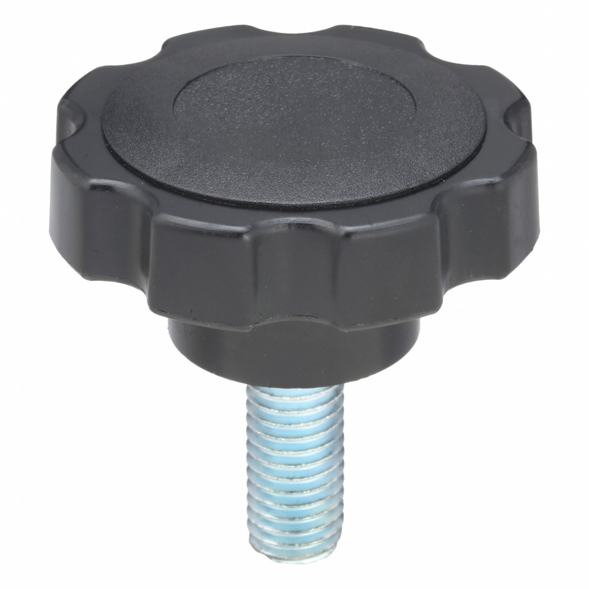 Hand Knob: 8 Point, Plastic w/ Steel Thread, 1/2"-13 Thread, 1.25 in Thread Lg