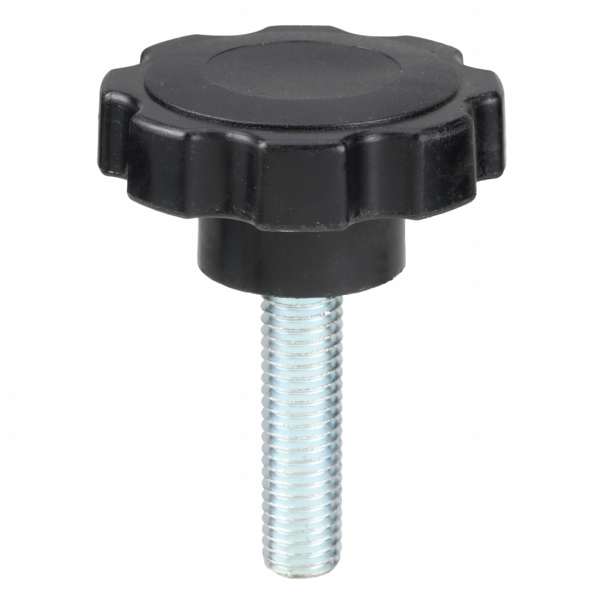 Hand Knob: 8 Point, Plastic w/ Steel Thread, 1/2"-13 Thread, 2 in Thread Lg