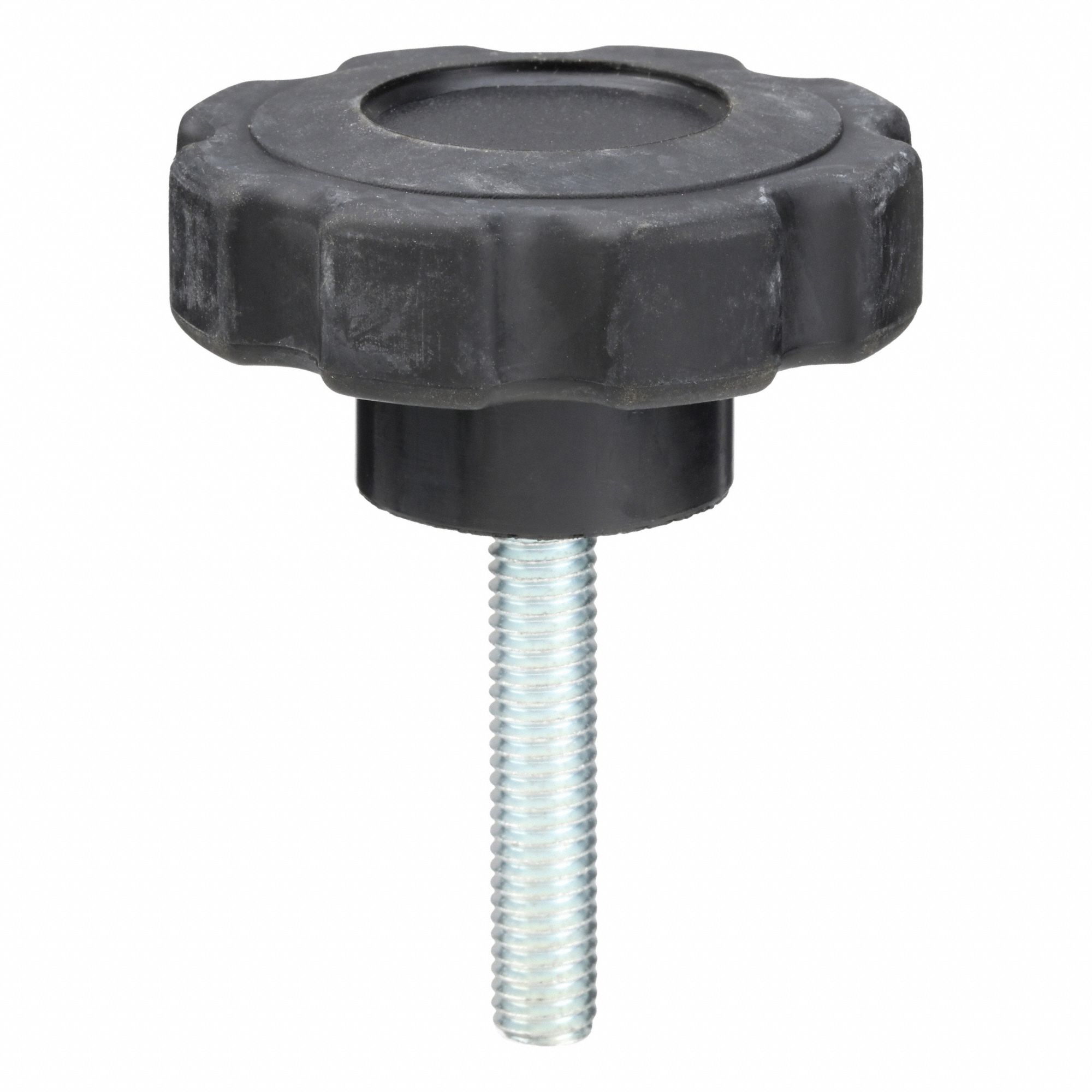 Hand Knob: 8 Point, Plastic w/ Steel Thread, 3/8"-16 Thread, 2 in Thread Lg