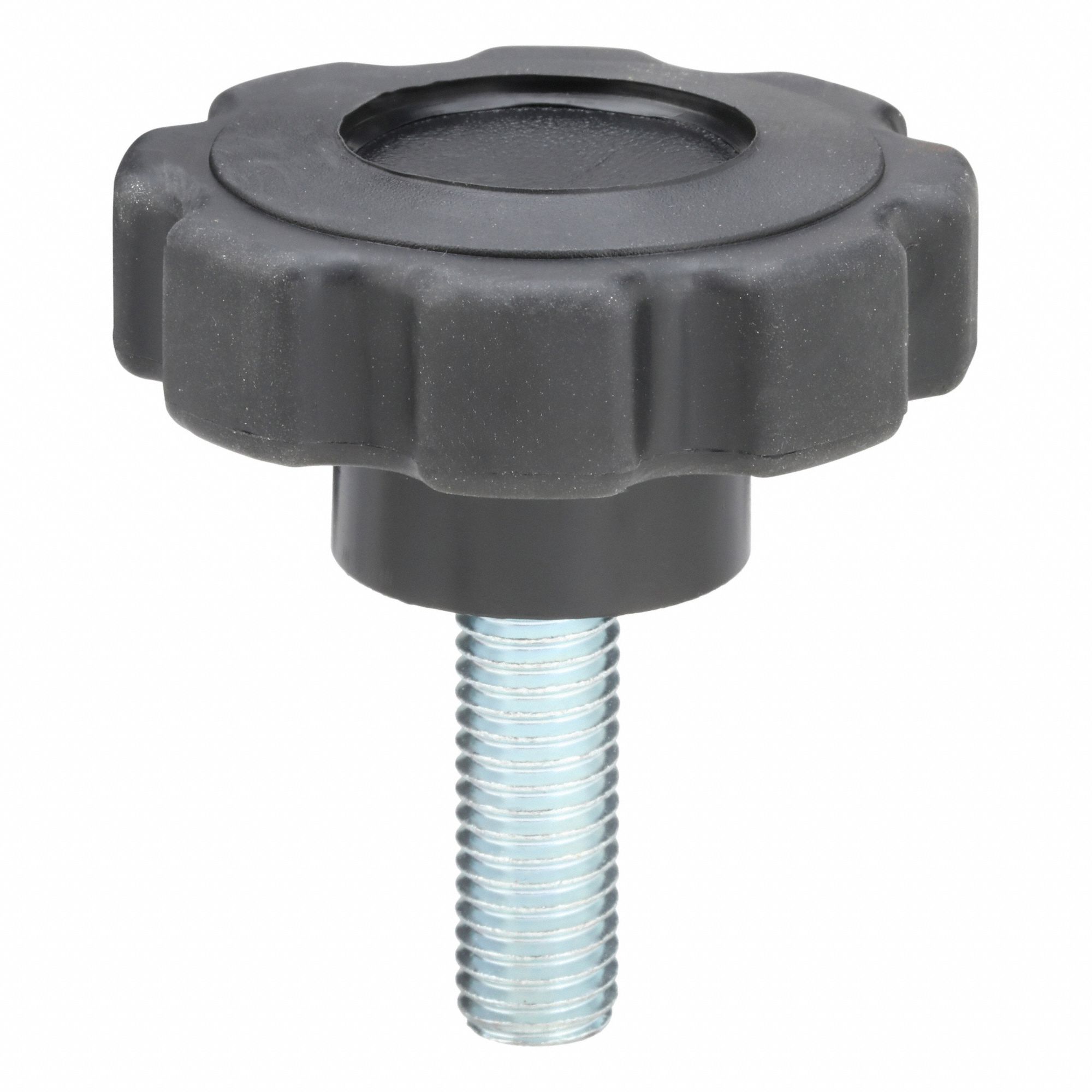 Hand Knob: 8 Point, Plastic w/ Steel Thread, 1/2"-13 Thread, 1.5 in Thread Lg