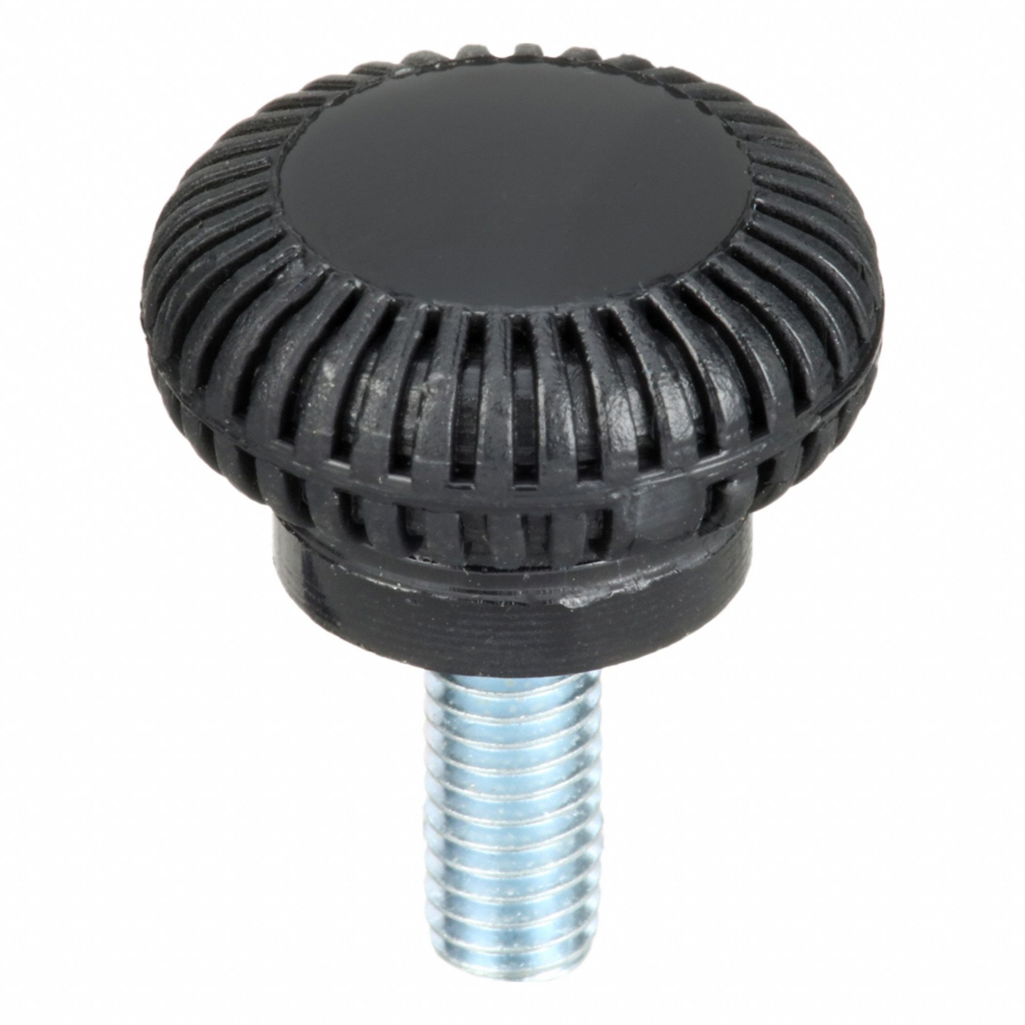 Hand Knob: Knurled, Plastic w/ Steel Thread, #10-32 Thread, 0.5 in Thread Lg, 0.75 in Dia