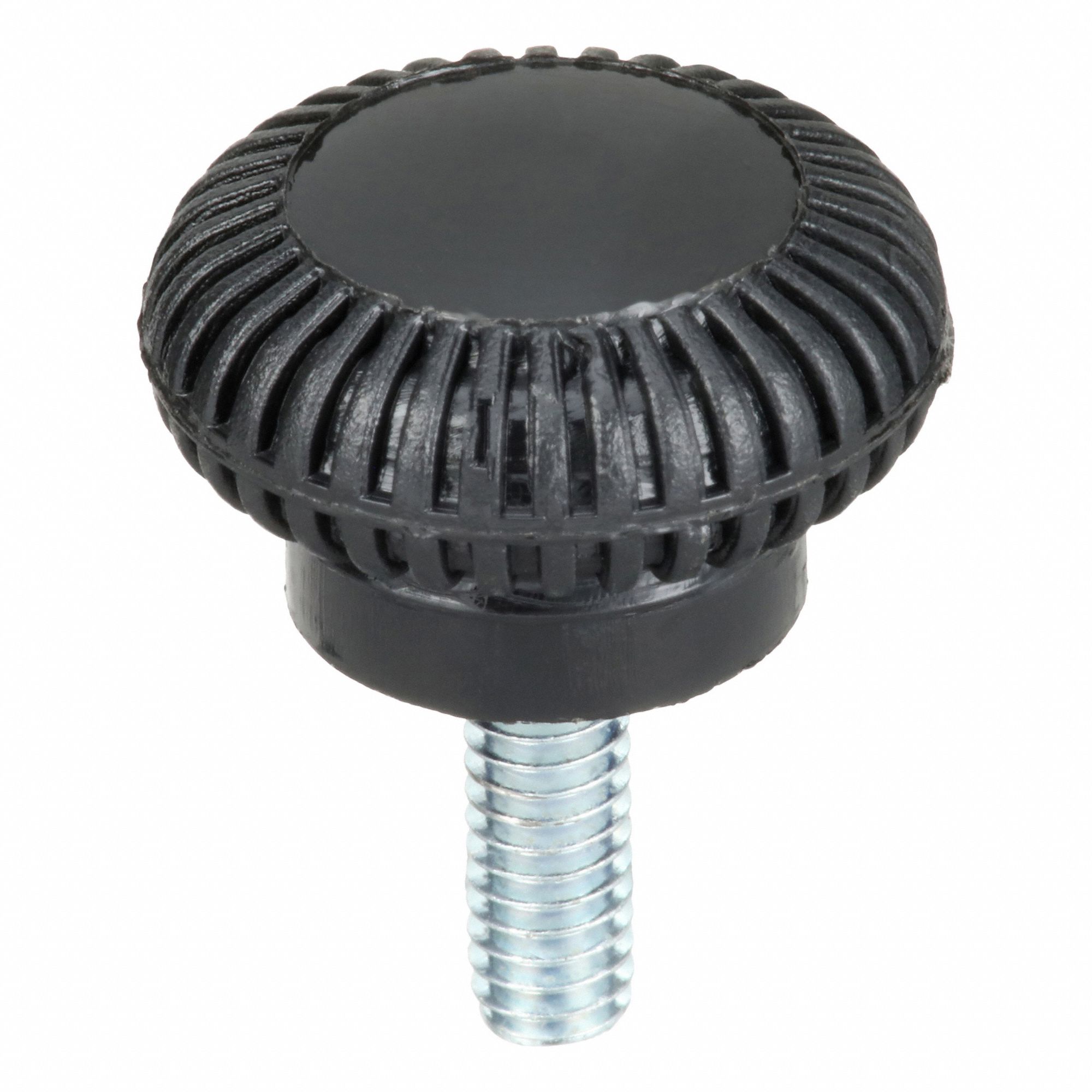 Hand Knob: Knurled, Plastic w/ Steel Thread, #8-32 Thread, 0.5 in Thread Lg, 0.75 in Dia