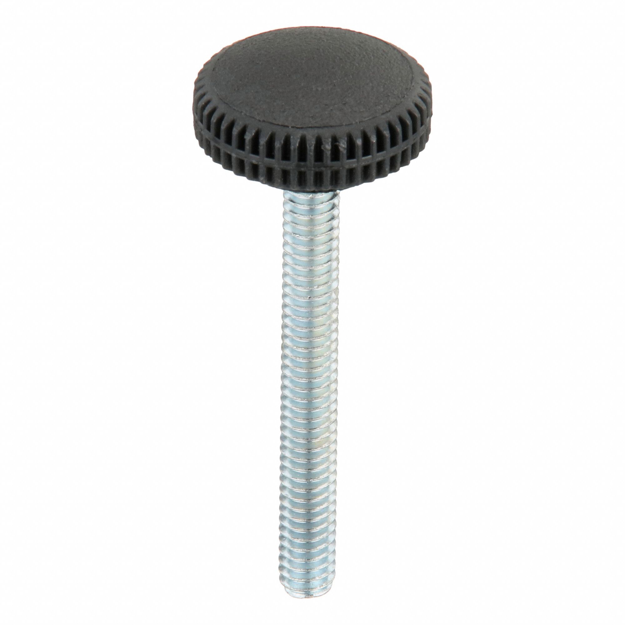 Hand Knob: Knurled, Plastic w/ Steel Thread, 1/4"-20 Thread, 2.125 in Thread Lg, 1 in Dia
