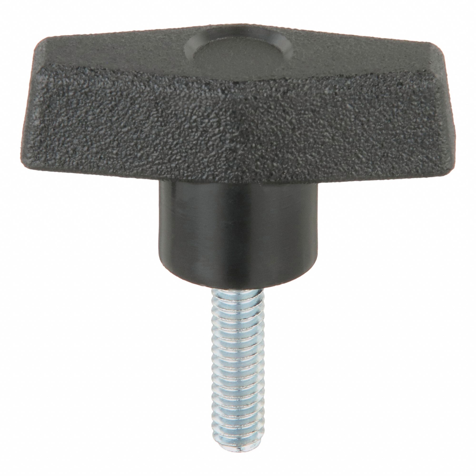 Hand Knob: T, Plastic w/ Steel Thread, 1/4"-20 Thread, 1 in Thread Lg