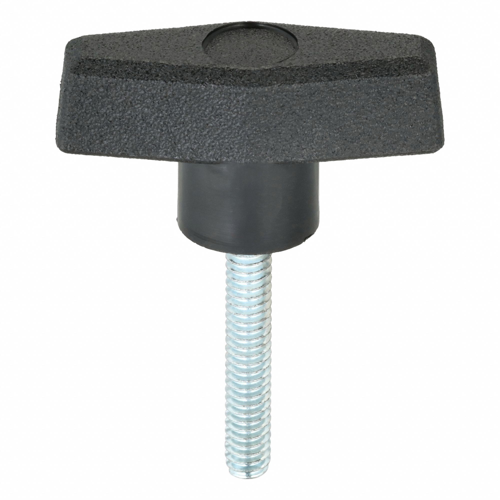 Hand Knob: T, Plastic w/ Steel Thread, 1/4"-20 Thread, 1.5 in Thread Lg