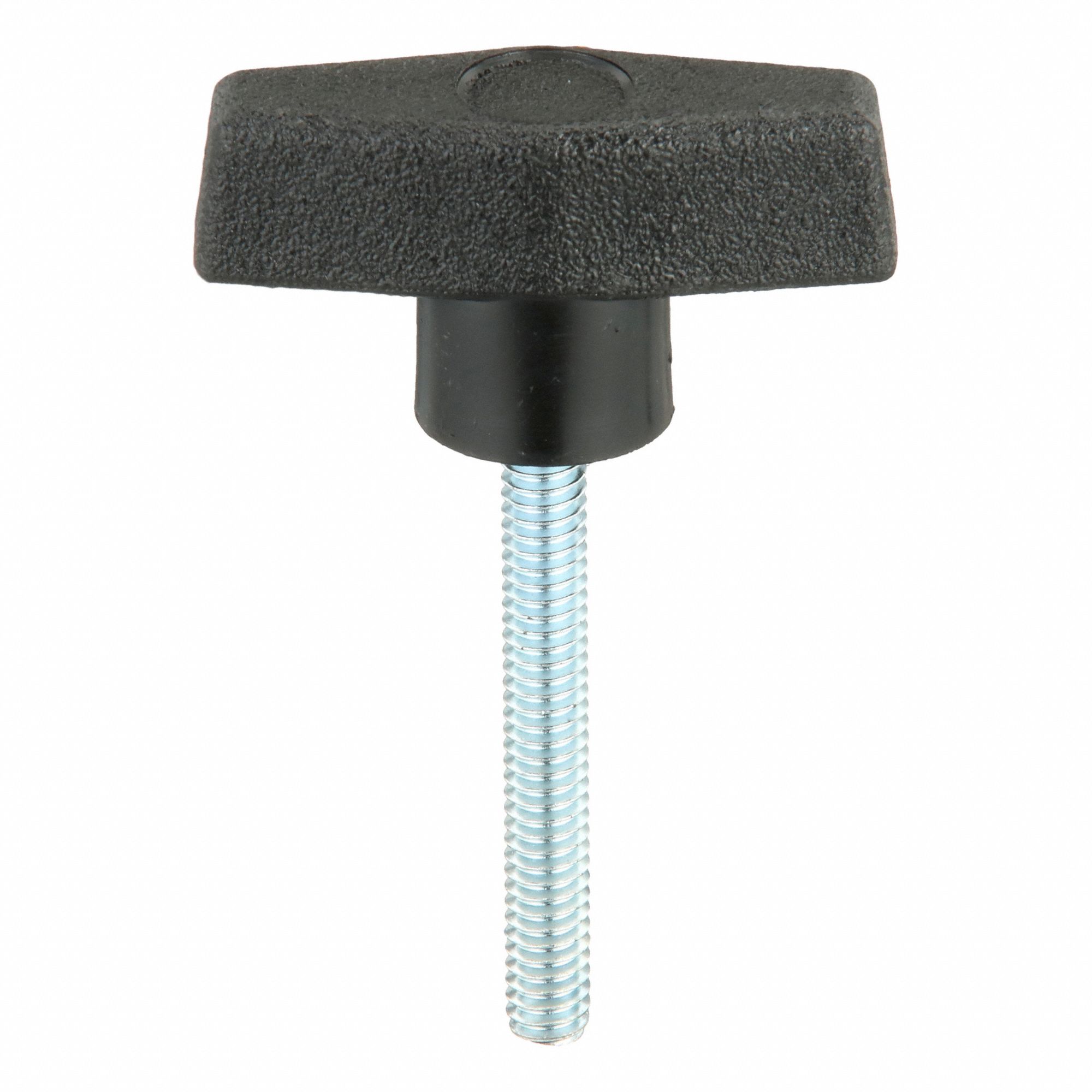 Hand Knob: T, Plastic w/ Steel Thread, 1/4"-20 Thread, 2 in Thread Lg