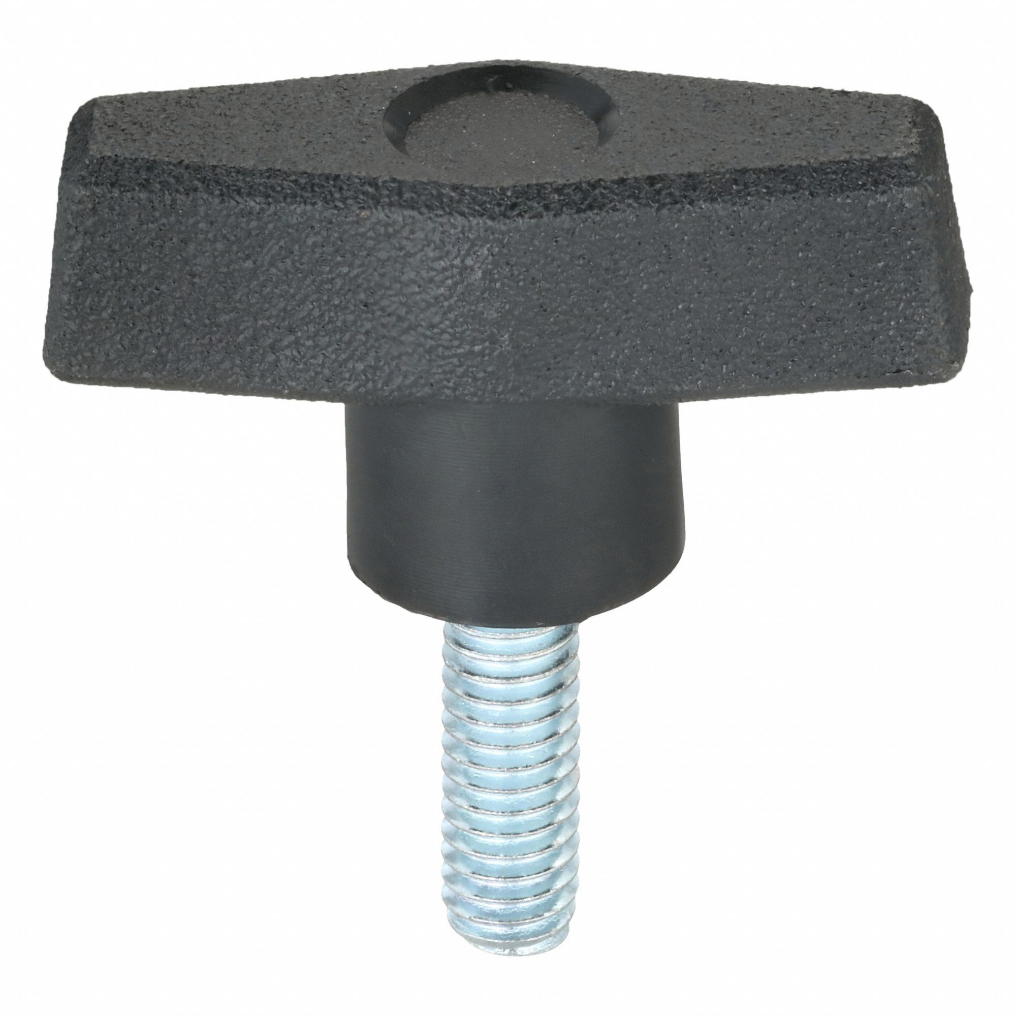 Hand Knob: T, Plastic w/ Steel Thread, 5/16"-18 Thread, 2 in Dia