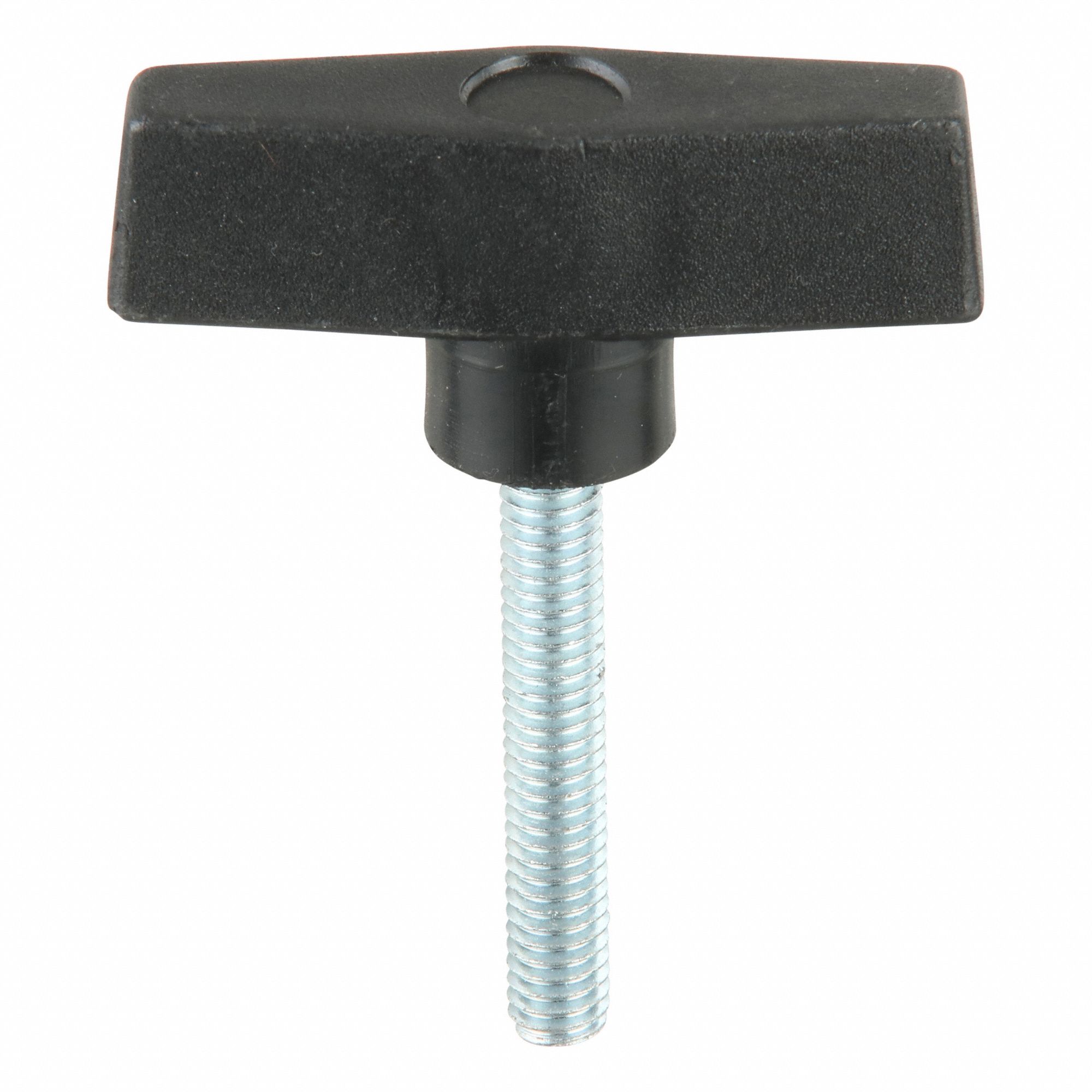 Hand Knob: T, Plastic w/ Steel Thread, 5/16"-18 Thread, 2 in Thread Lg
