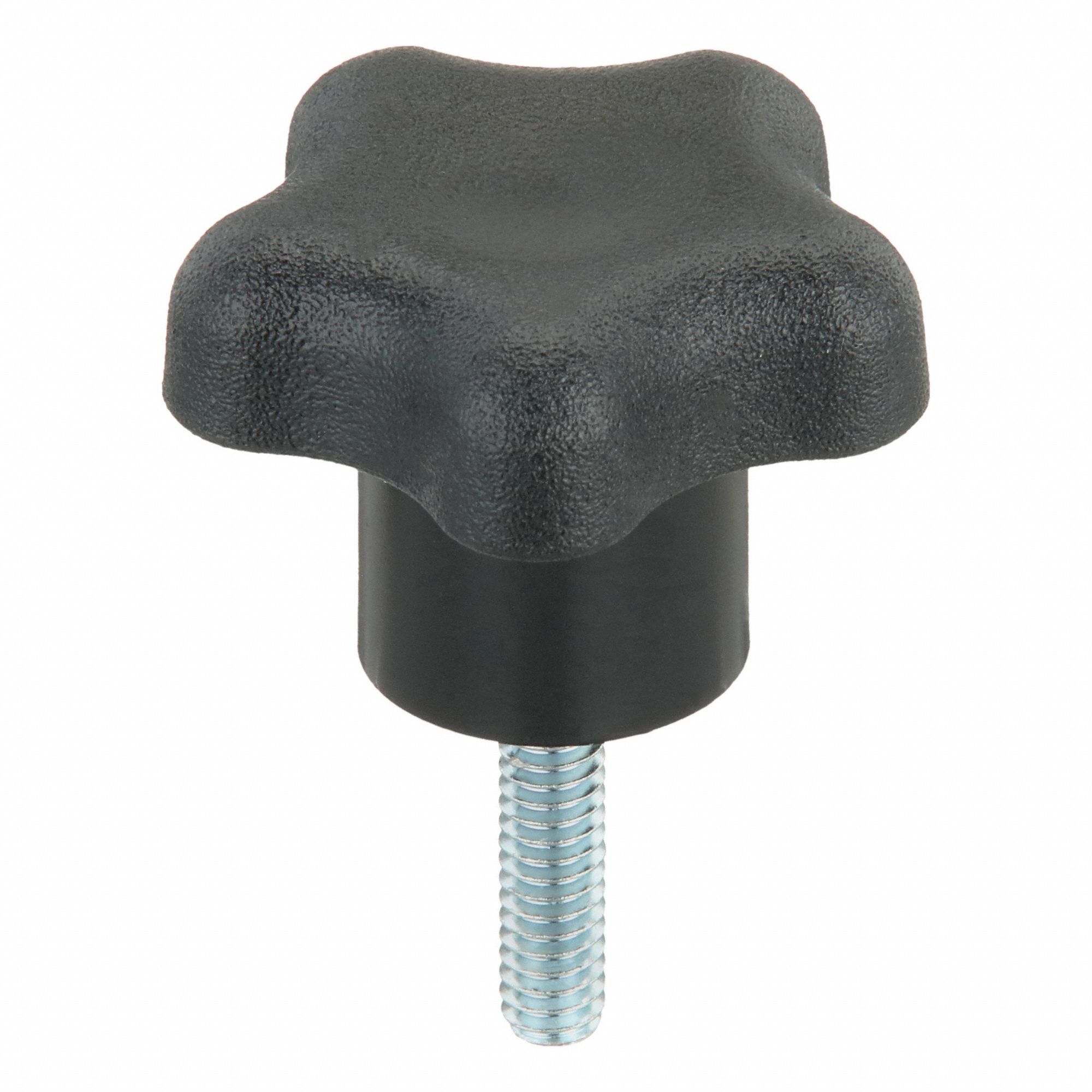 Hand Knob: 5 Point, Plastic w/ Steel Thread, 1/4"-20 Thread, 1 in Thread Lg