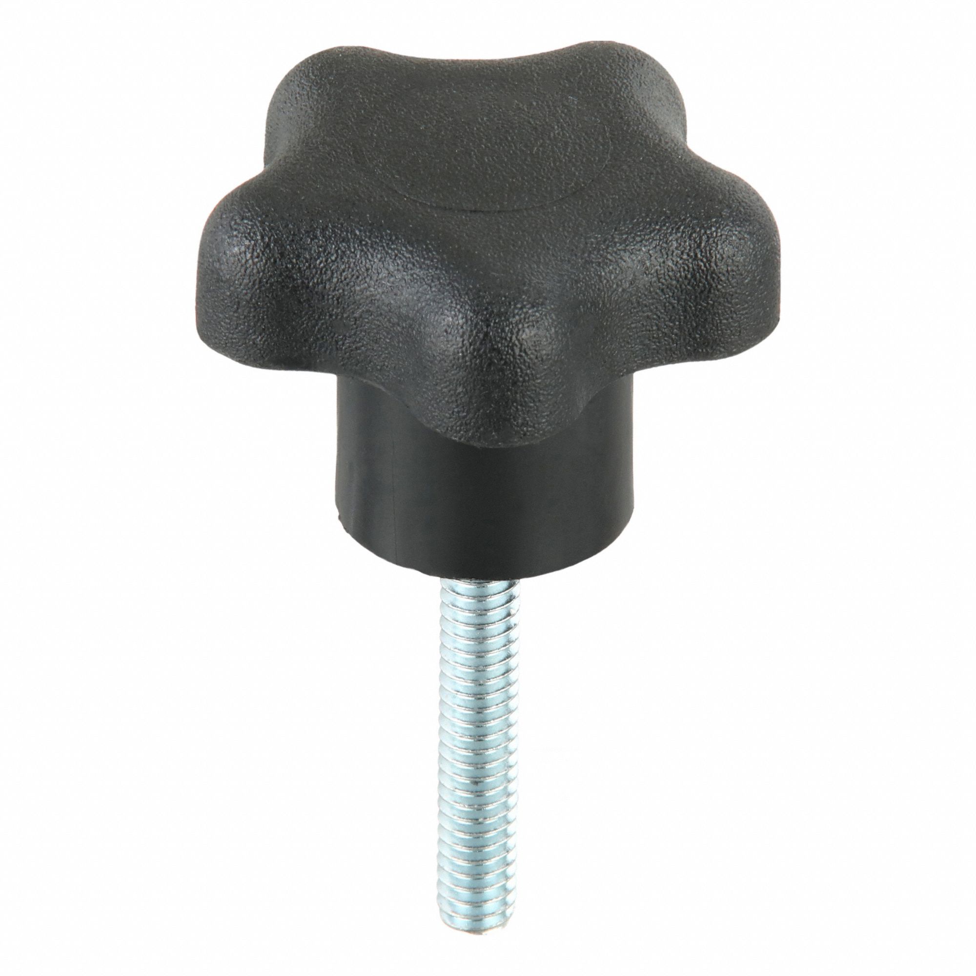 Hand Knob: 5 Point, Plastic w/ Steel Thread, 1/4"-20 Thread, 1.5 in Thread Lg