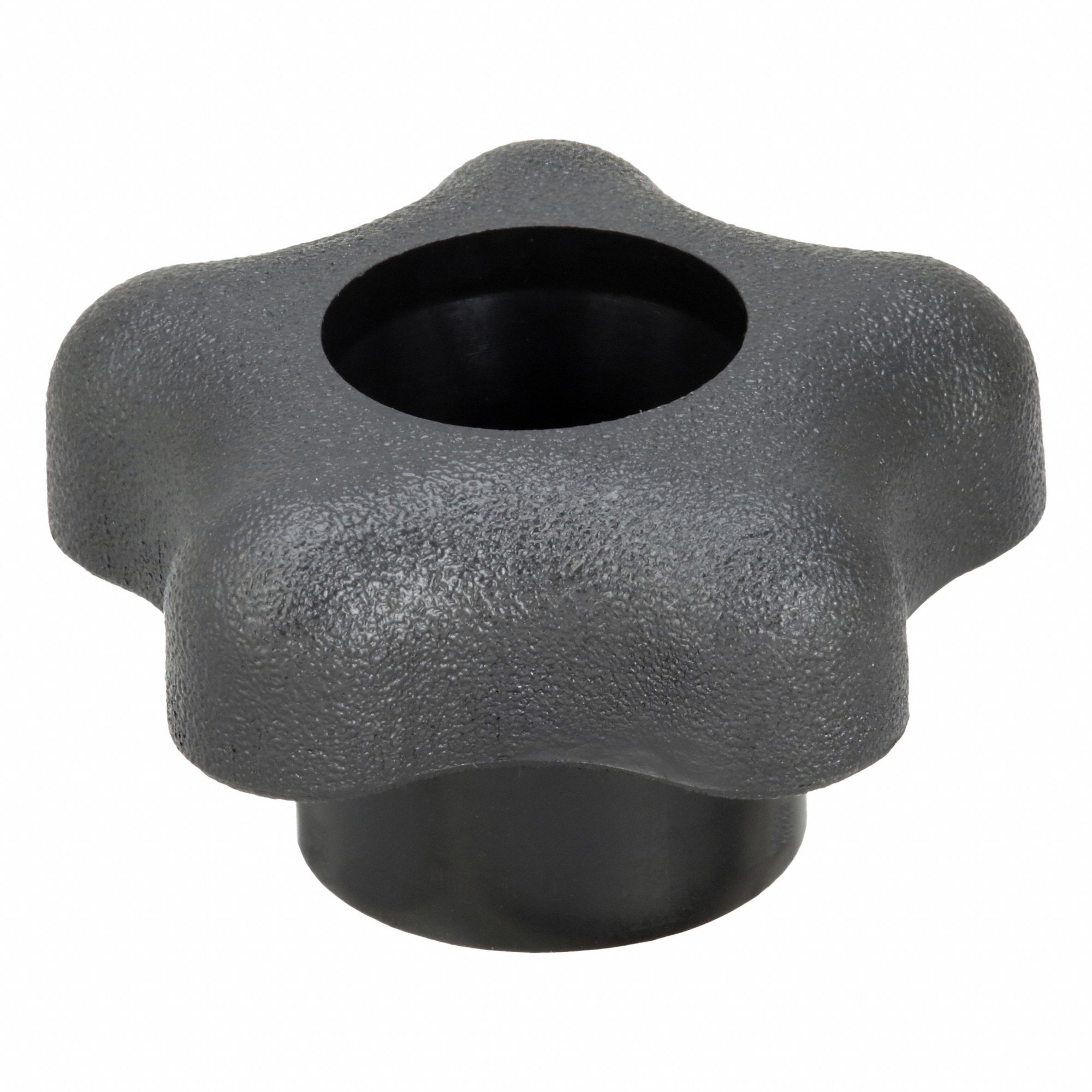 Hand Knob: 5 Point, Plastic, M6 Thread, 0.625 in Thread Lg, 1.75 in Dia