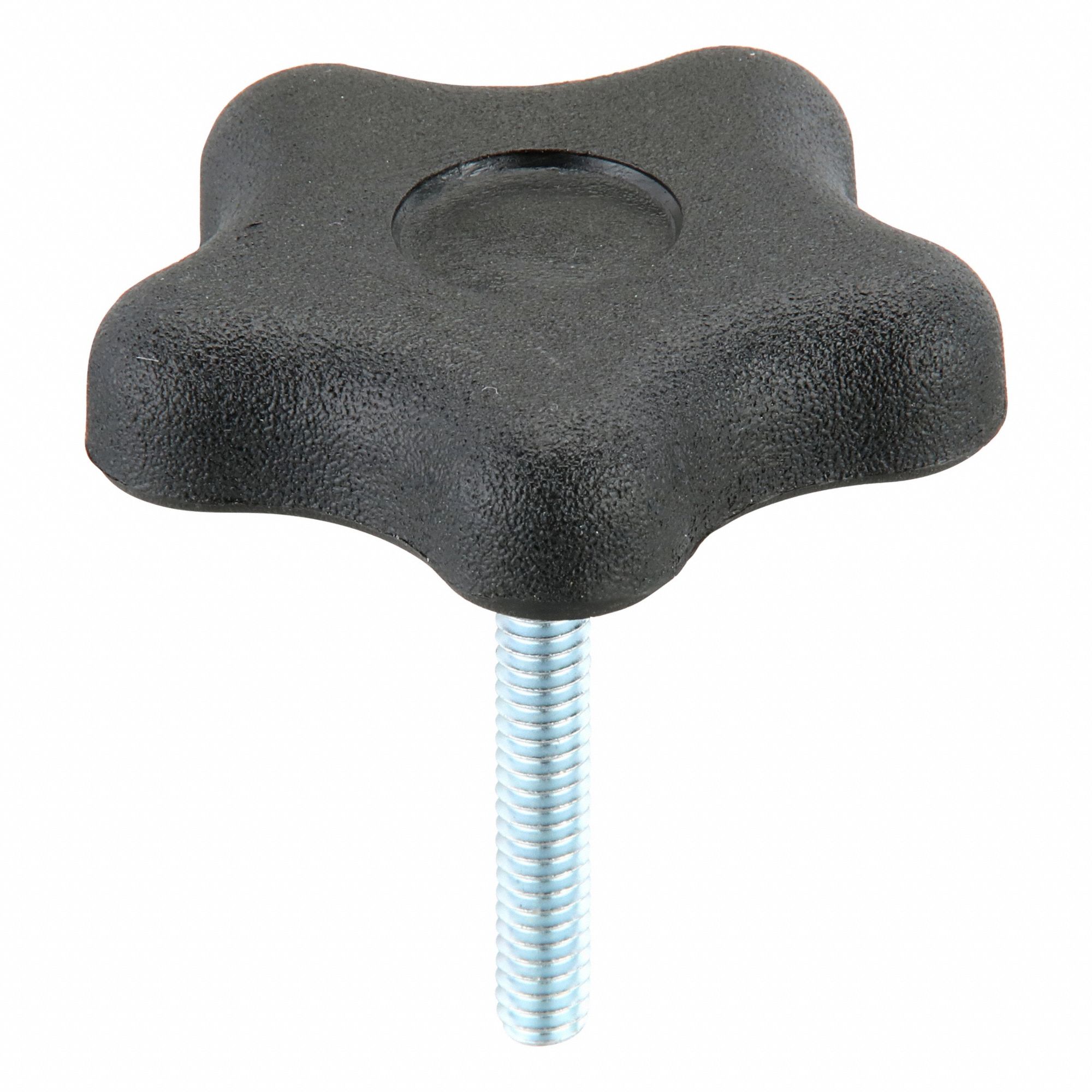 Hand Knob: 5 Point, Plastic w/ Steel Thread, 1/4"-20 Thread, 1.75 in Thread Lg