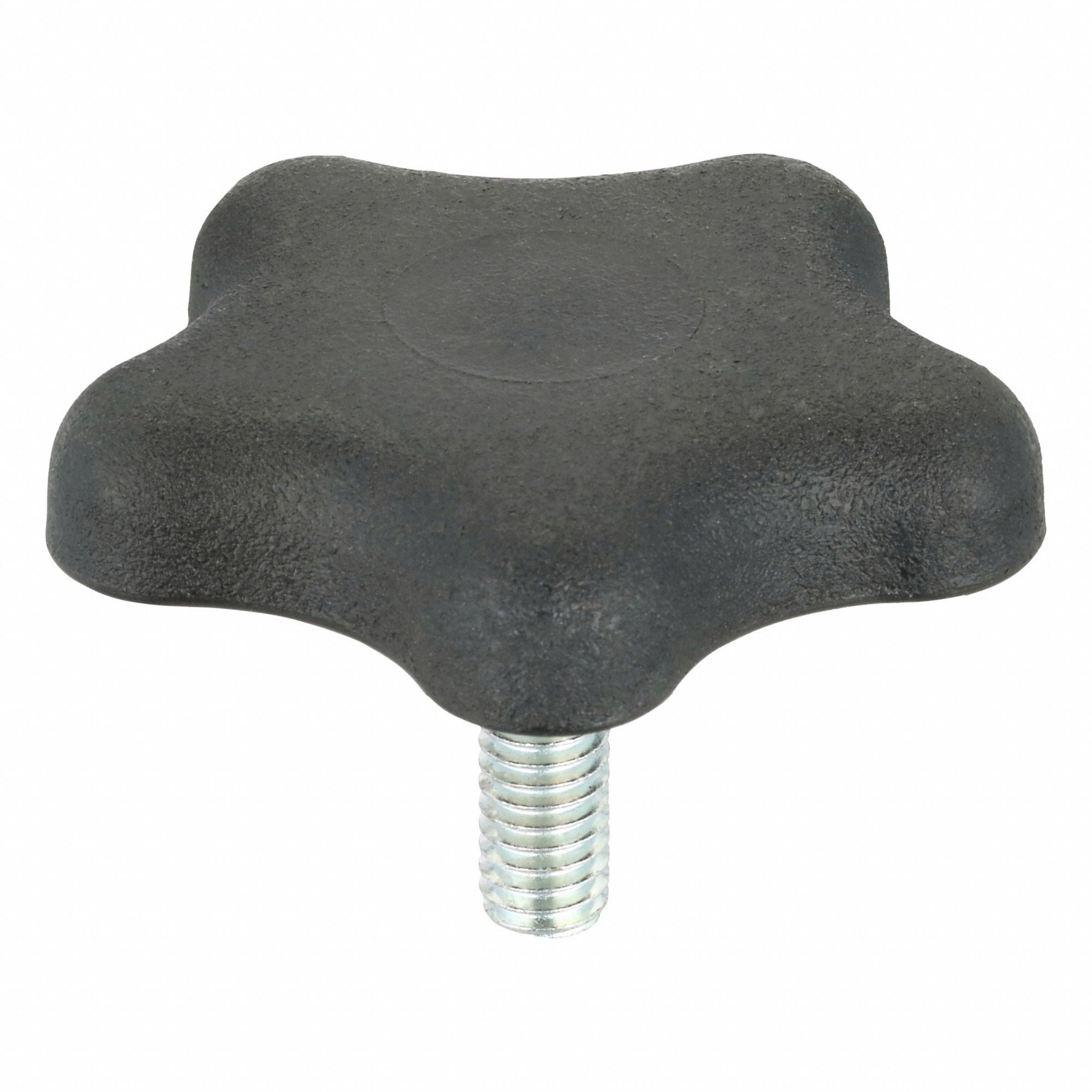 Hand Knob: 5 Point, Plastic w/ Steel Thread, 5/16"-18 Thread, 1 in Thread Lg