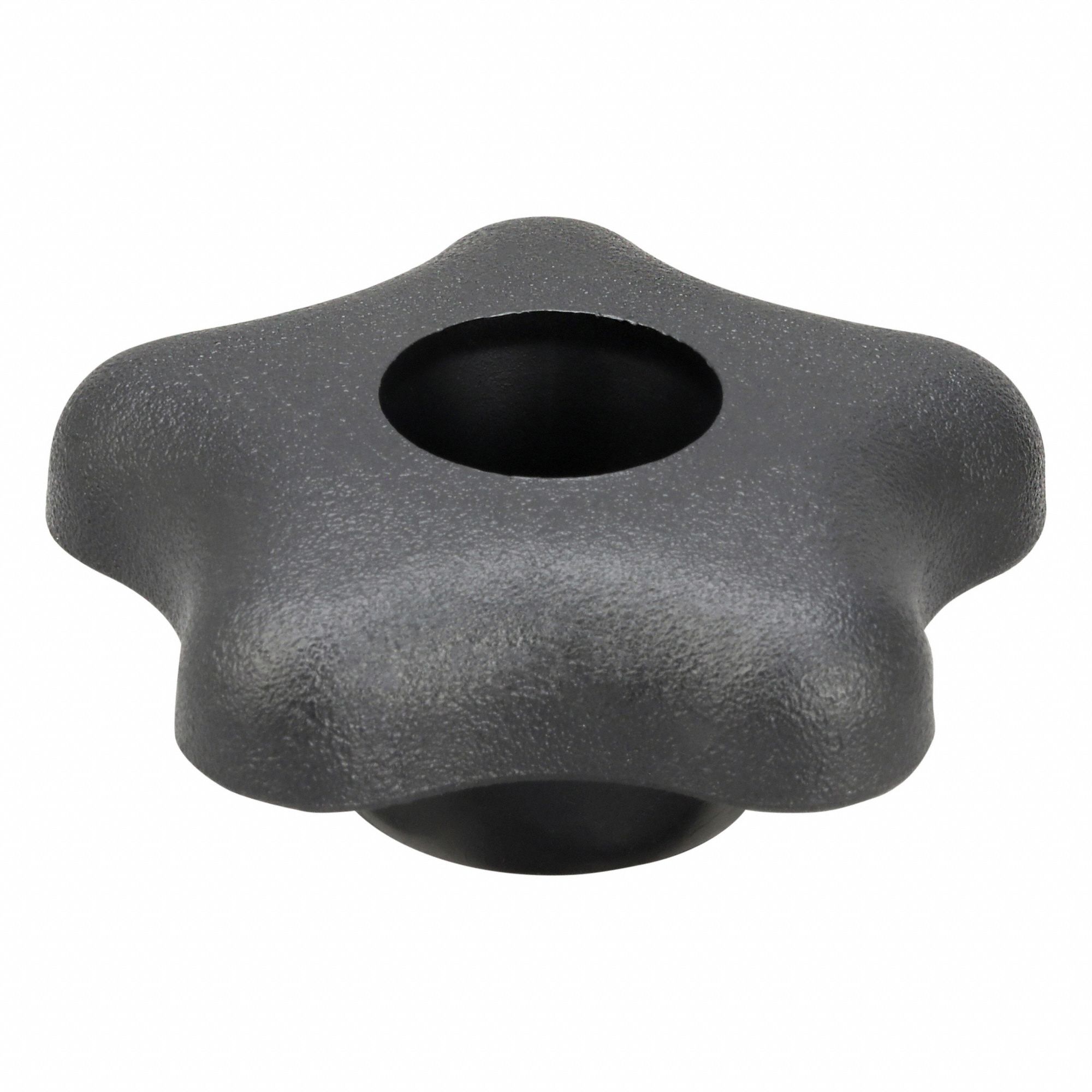 Hand Knob: 5 Point, Plastic, 1/4" Thread, 1 in Thread Lg, 2.27 in Dia