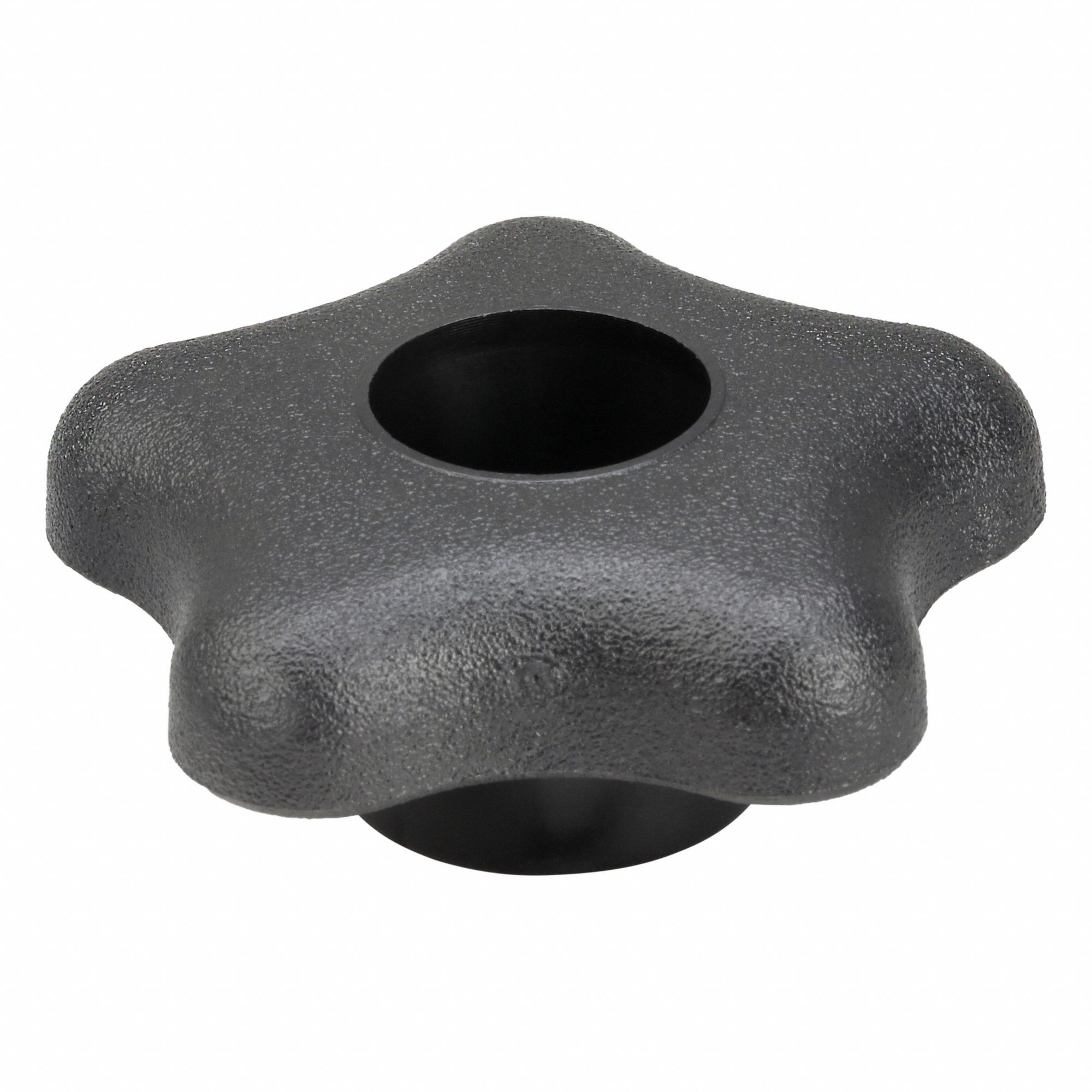 Hand Knob: 5 Point, Plastic, 3/8" Thread, 1 in Thread Lg, 2.27 in Dia