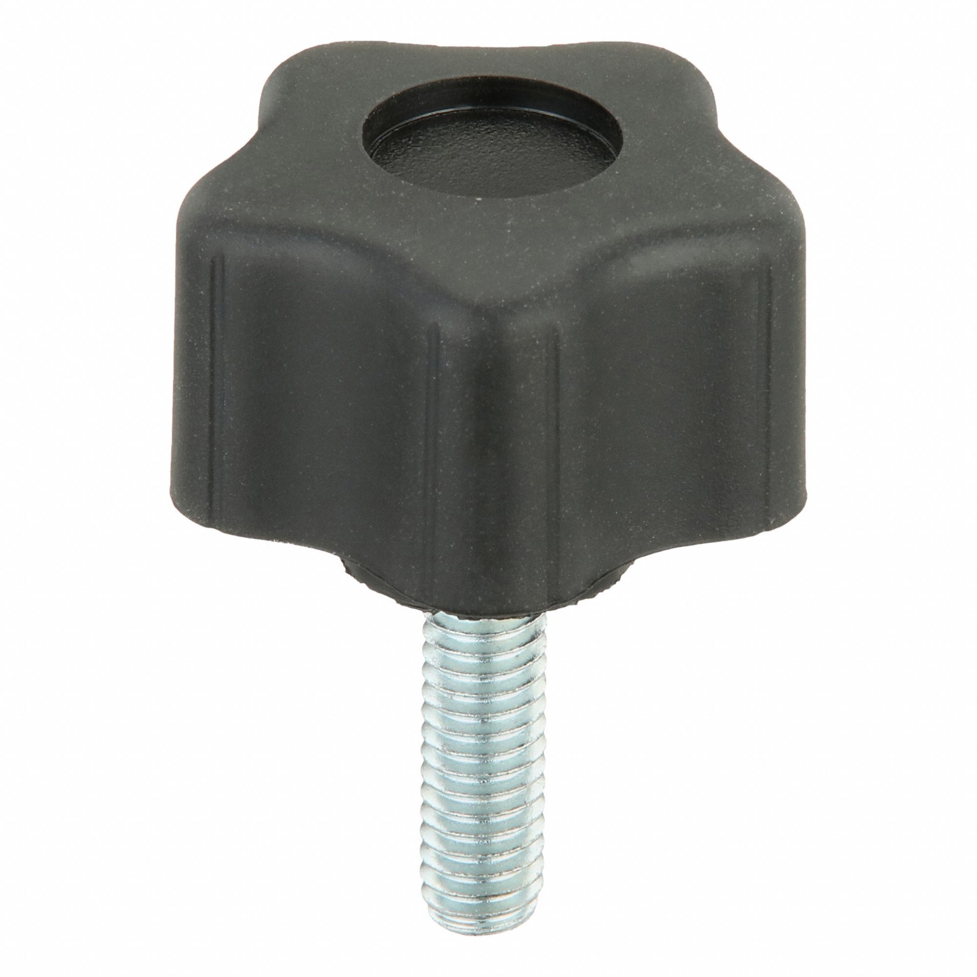 Hand Knob: 5 Point, Plastic w/ Steel Thread, 5/16"-18 Thread, 1 in Thread Lg