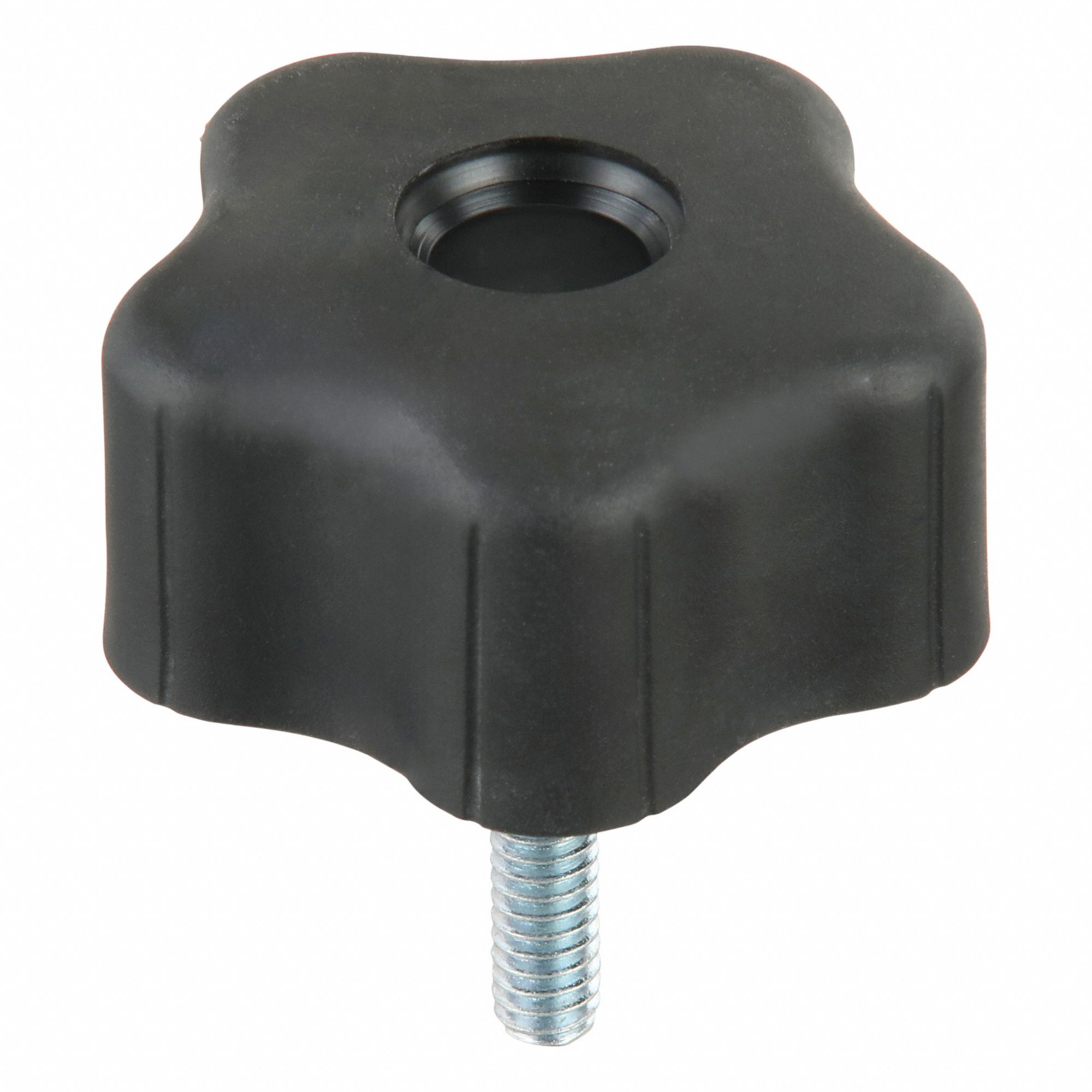 Hand Knob: 5 Point, Plastic w/ Steel Thread, 1/4"-20 Thread, 1 in Thread Lg