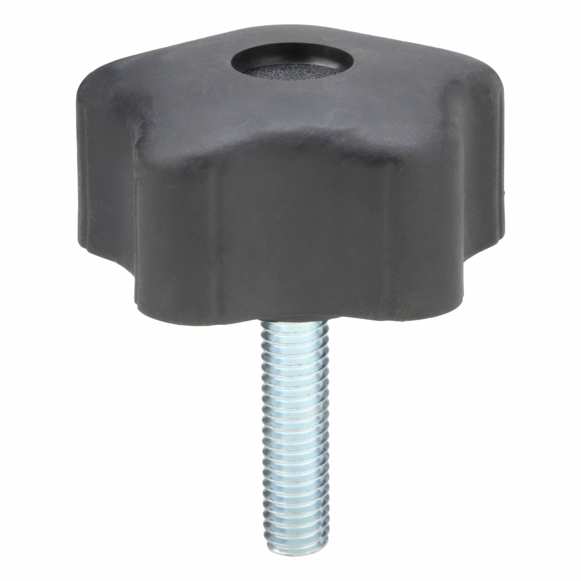 Hand Knob: 5 Point, Plastic w/ Steel Thread, 3/8"-16 Thread, 1.5 in Thread Lg