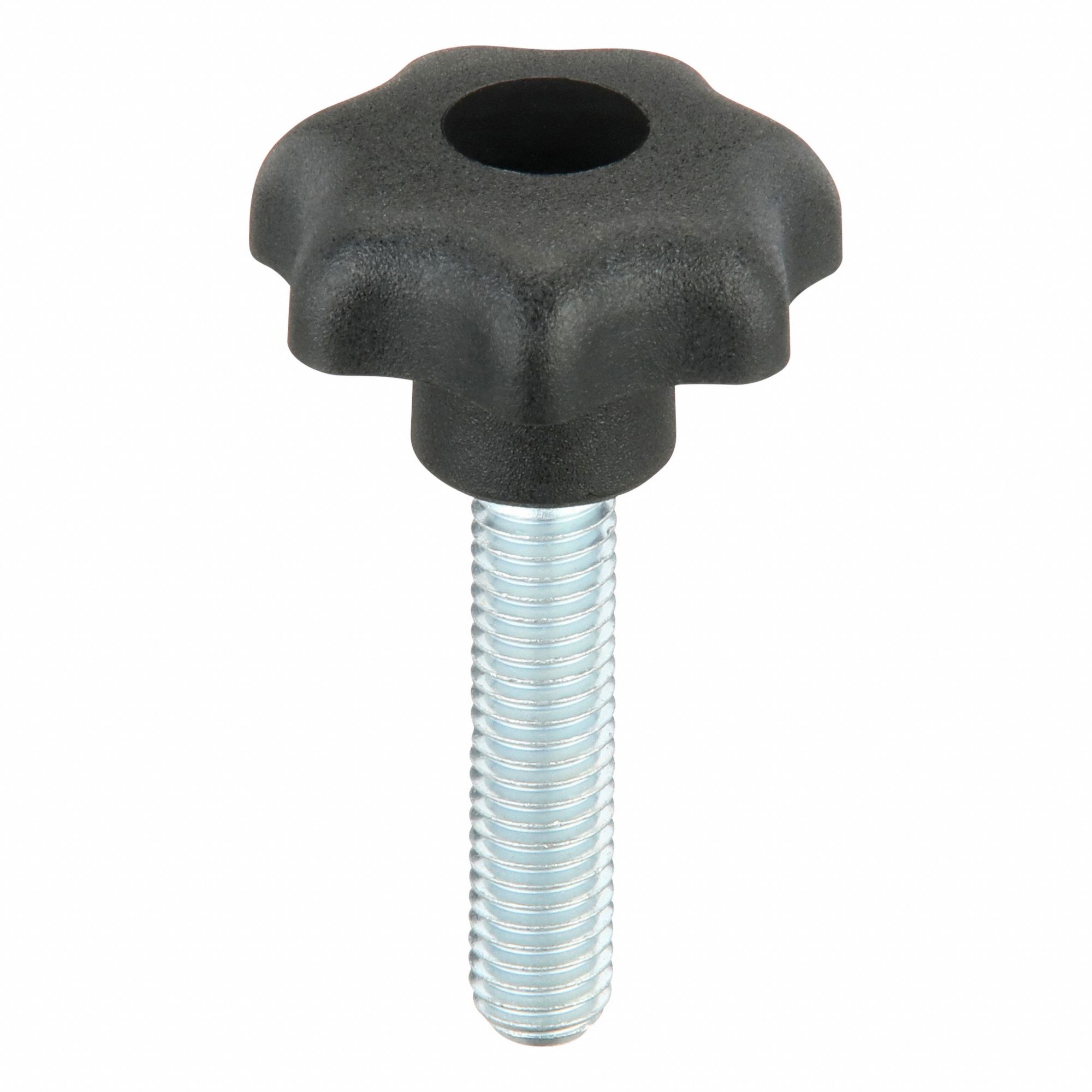 Hand Knob: 7 Point, Plastic w/ Steel Thread, M8 Thread, 35 mm Thread Lg, 32 mm Dia