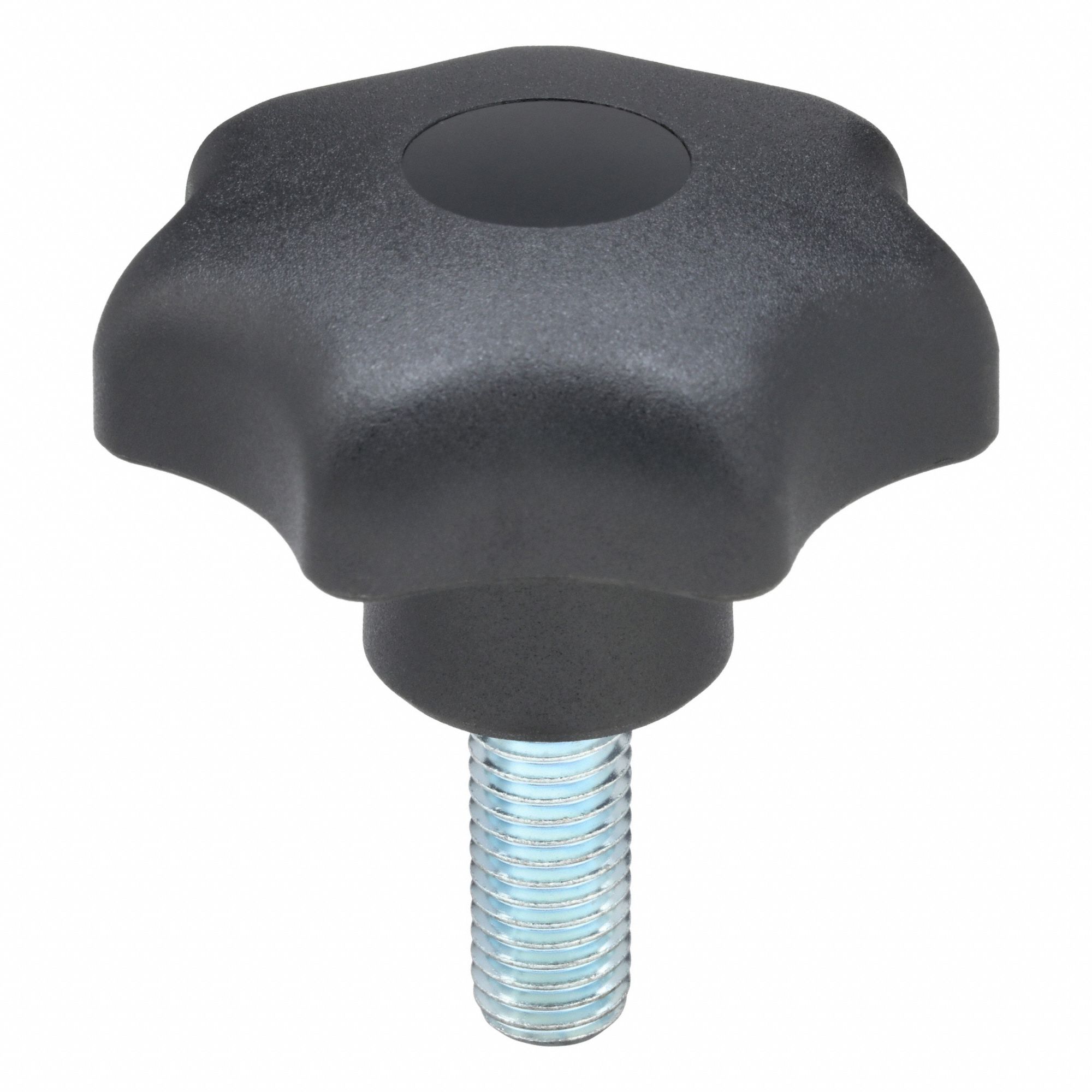 Hand Knob: 7 Point, Plastic w/ Steel Thread, M12 Thread, 30 mm Thread Lg, 63 mm Dia