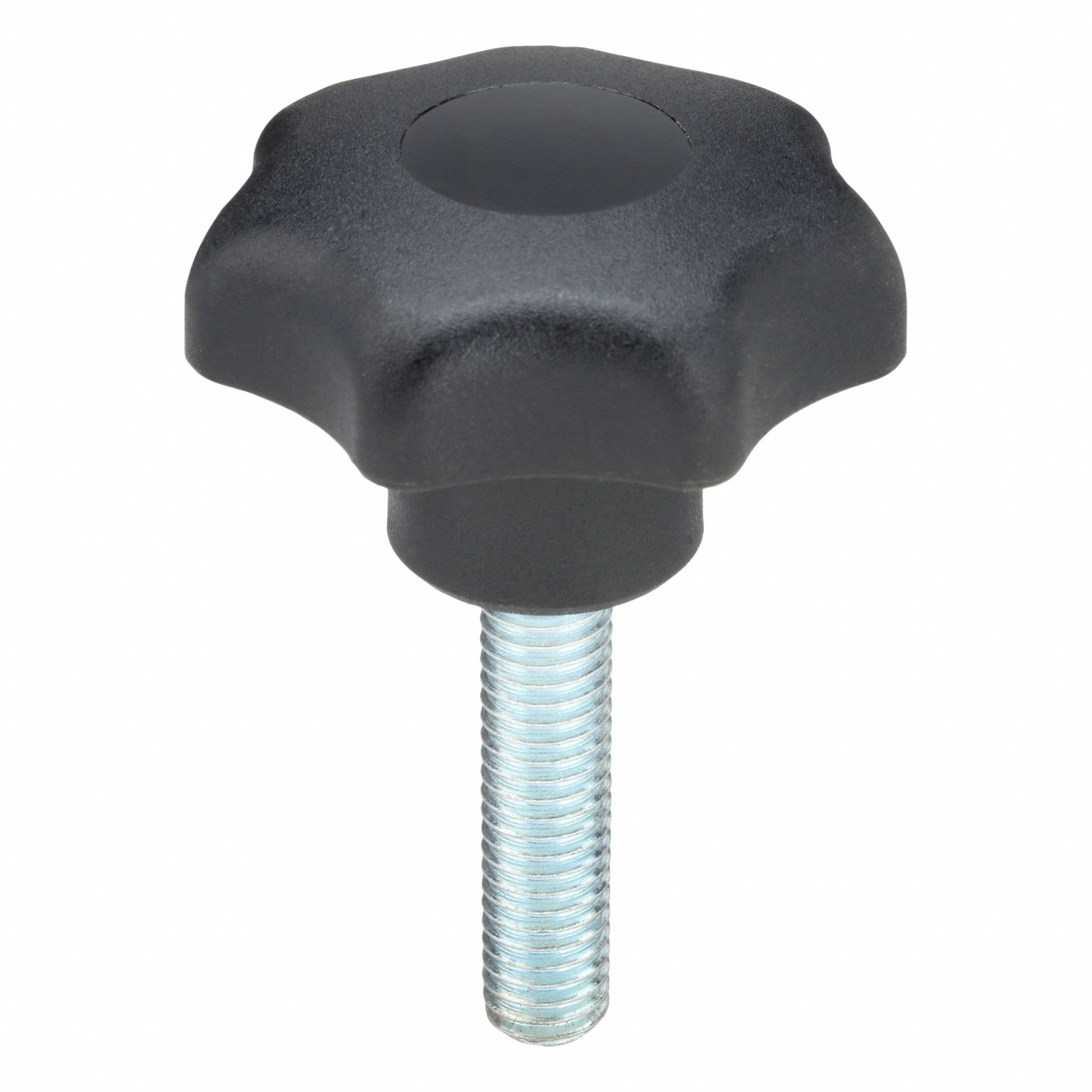 Hand Knob: 7 Point, Plastic w/ Steel Thread, 3/8"-16 Thread, 40 mm Thread Lg, 50 mm Dia
