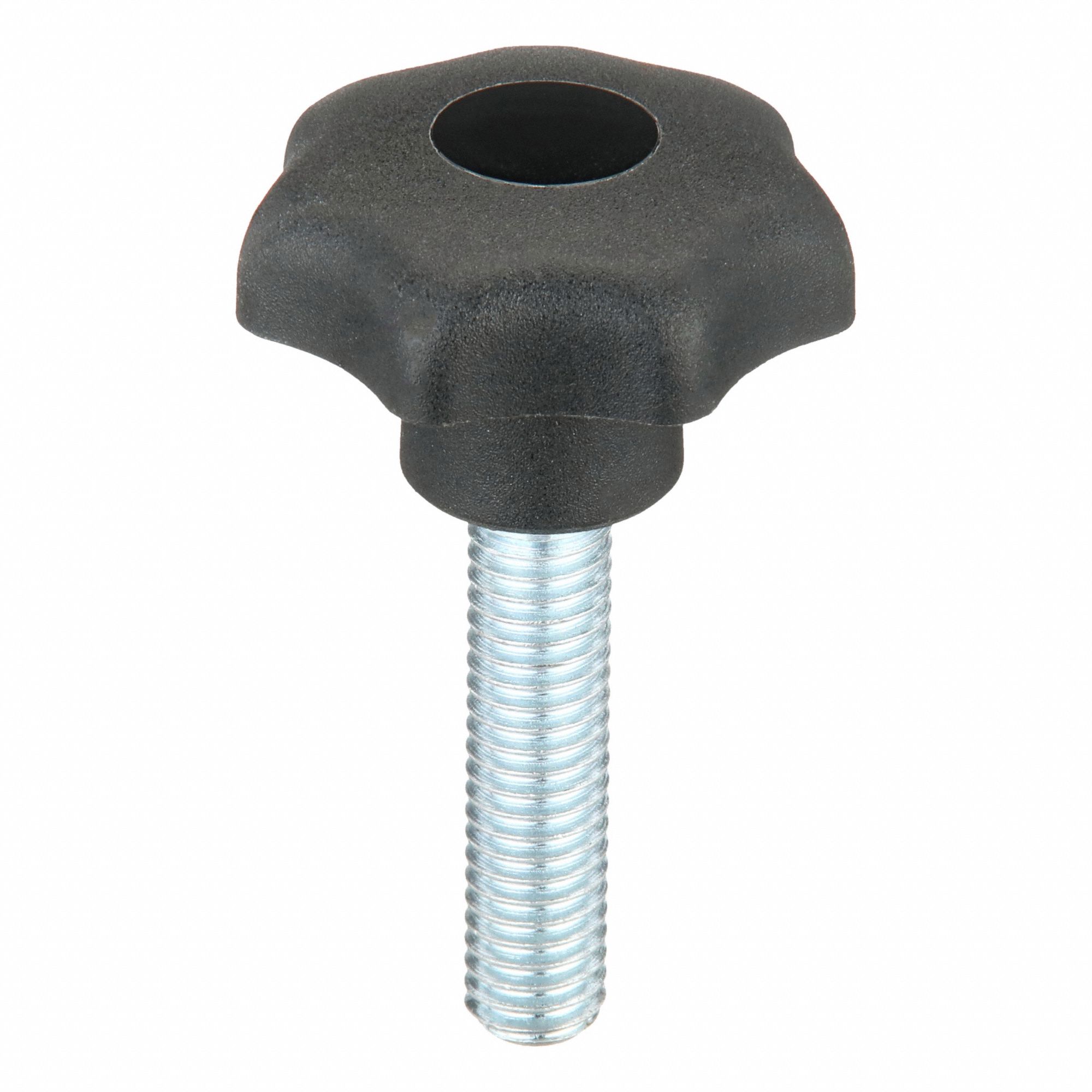 Hand Knob: 7 Point, Plastic w/ Steel Thread, 3/8"-16 Thread, 40 mm Thread Lg, 40 mm Dia