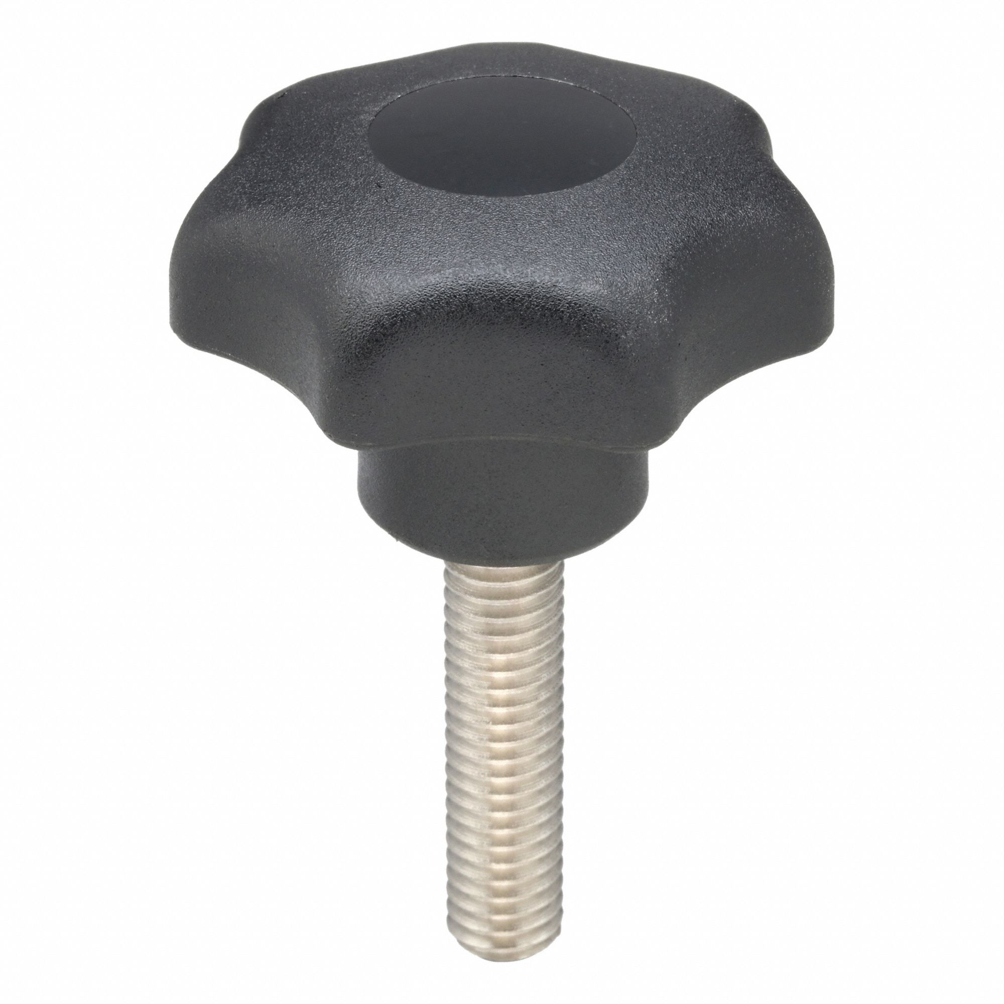 Hand Knob: 7 Point, Plastic w/ SS Thread, 3/8"-16 Thread, 40 mm Thread Lg, 50 mm Dia