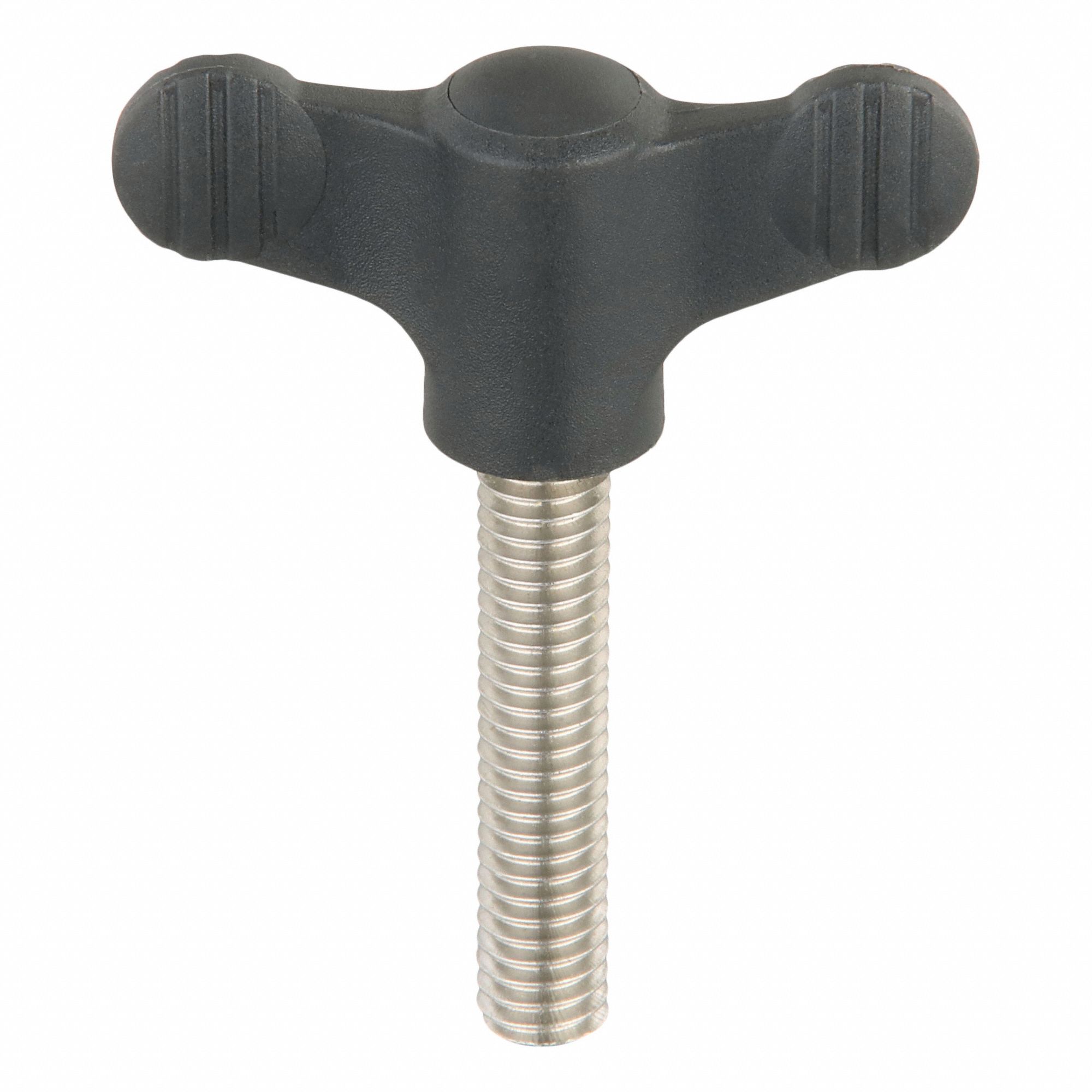 Hand Knob: Wing, Plastic w/ SS Thread, 5/16"-18 Thread, 40 mm Thread Lg, 50 mm Dia