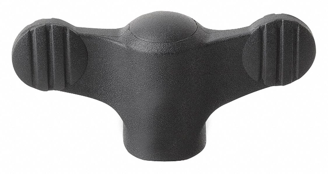 KIPP Hand Knob, Threaded Bushing, Handle Type Wing, Steel