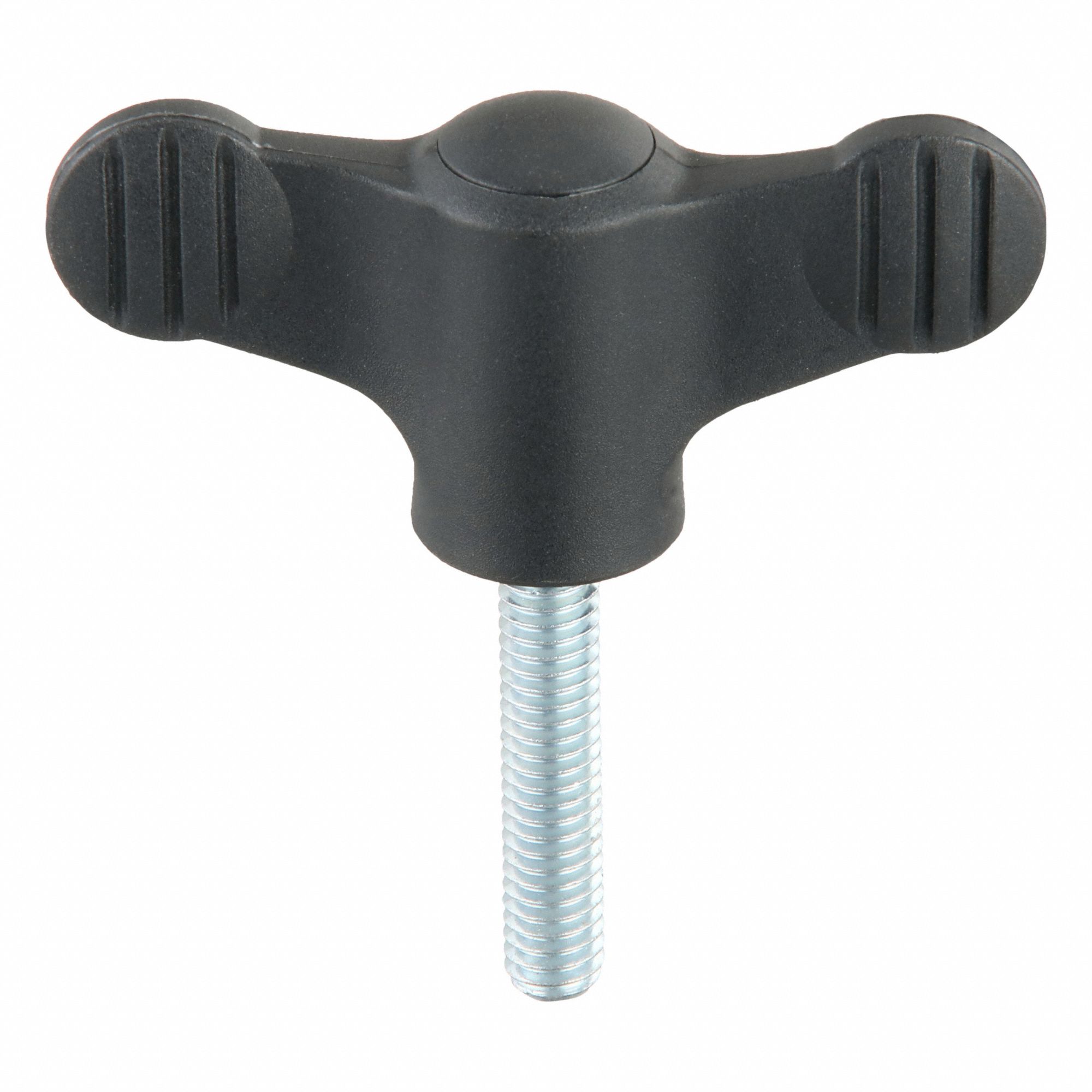 Hand Knob: Wing, Plastic w/ Steel Thread, 5/16"-18 Thread, 40 mm Thread Lg, 75 mm Dia