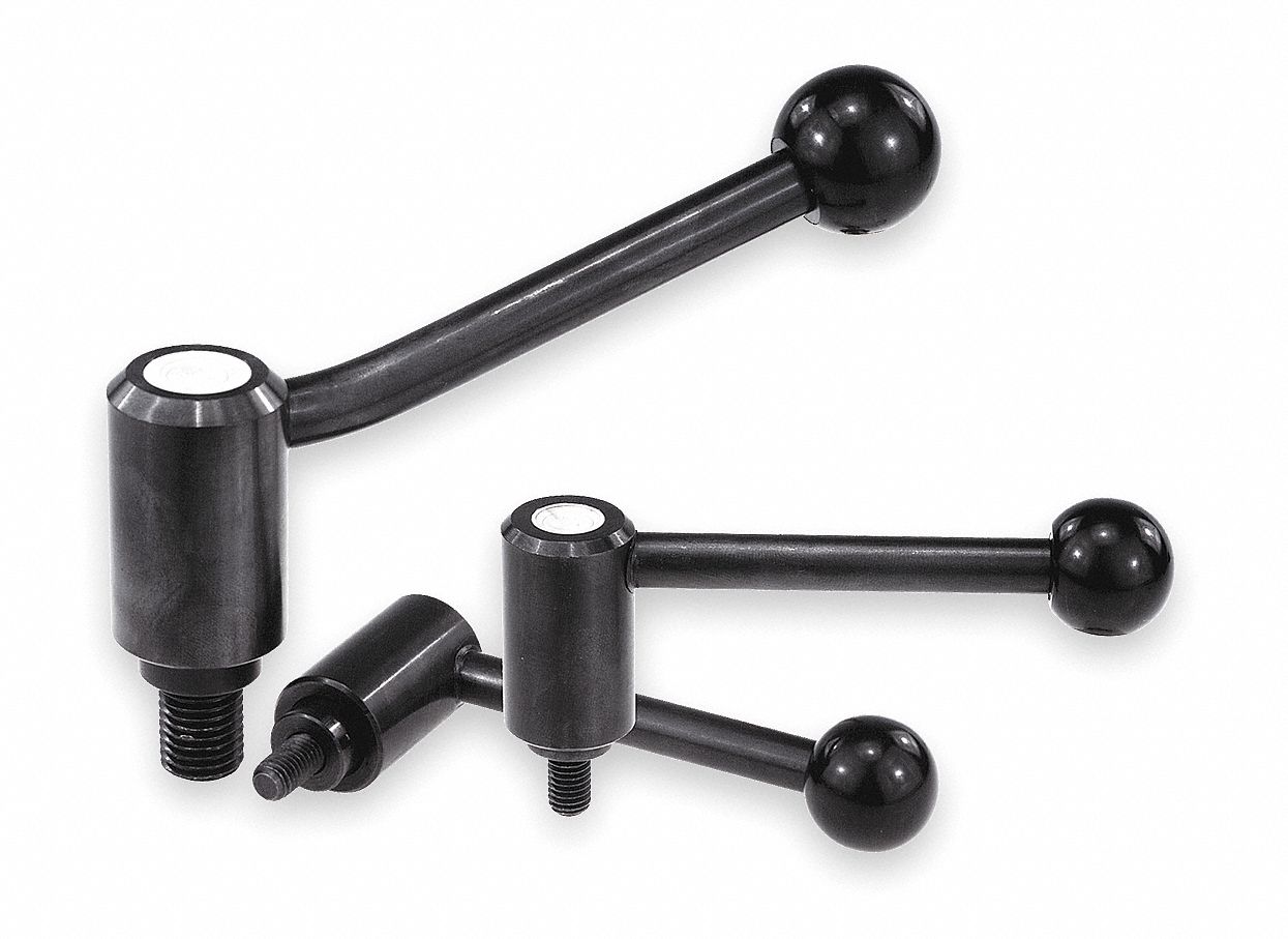 KIPP Adjustable Handle, External Threads, Ball Knob, Black, Steel ...